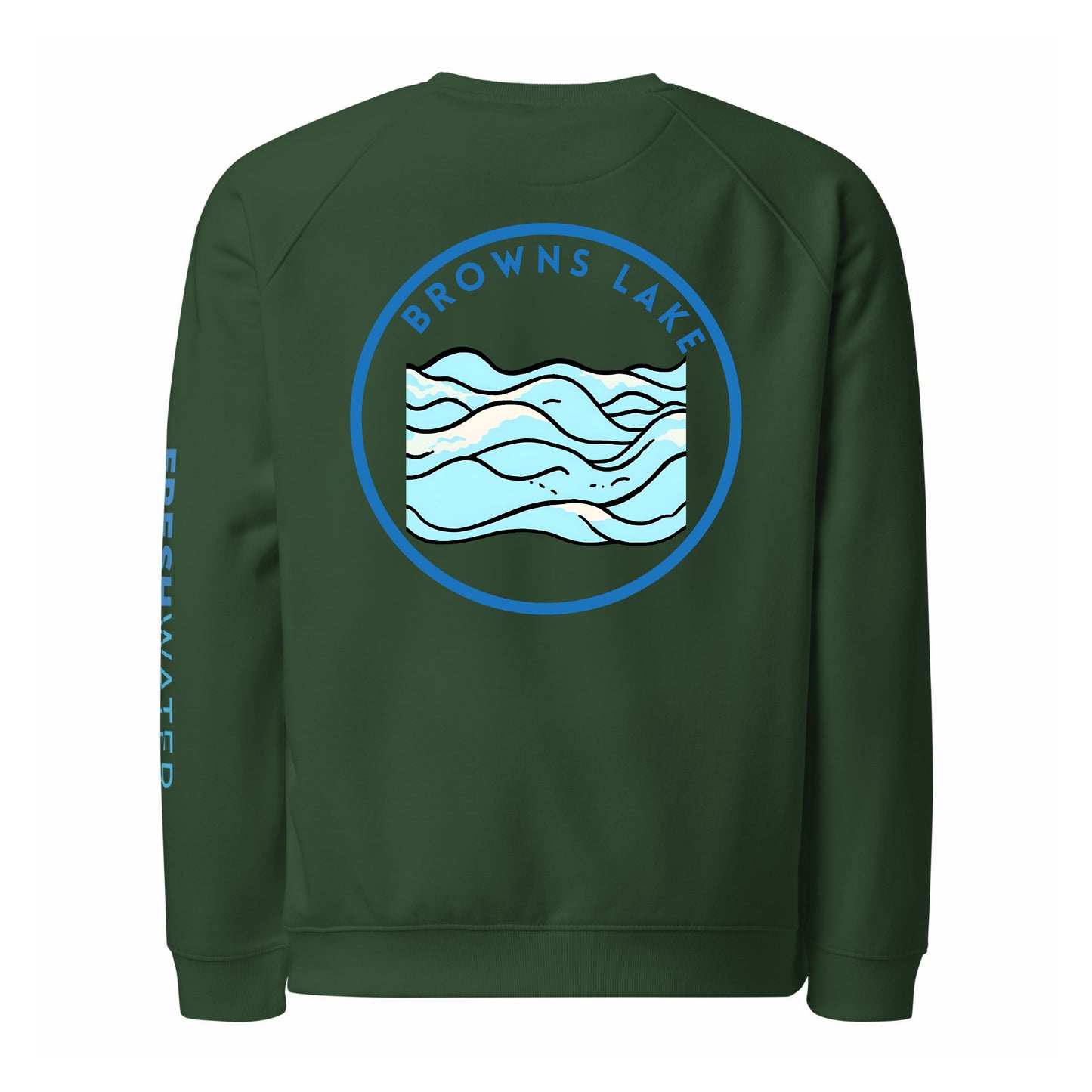 Browns Lake organic raglan sweatshirt