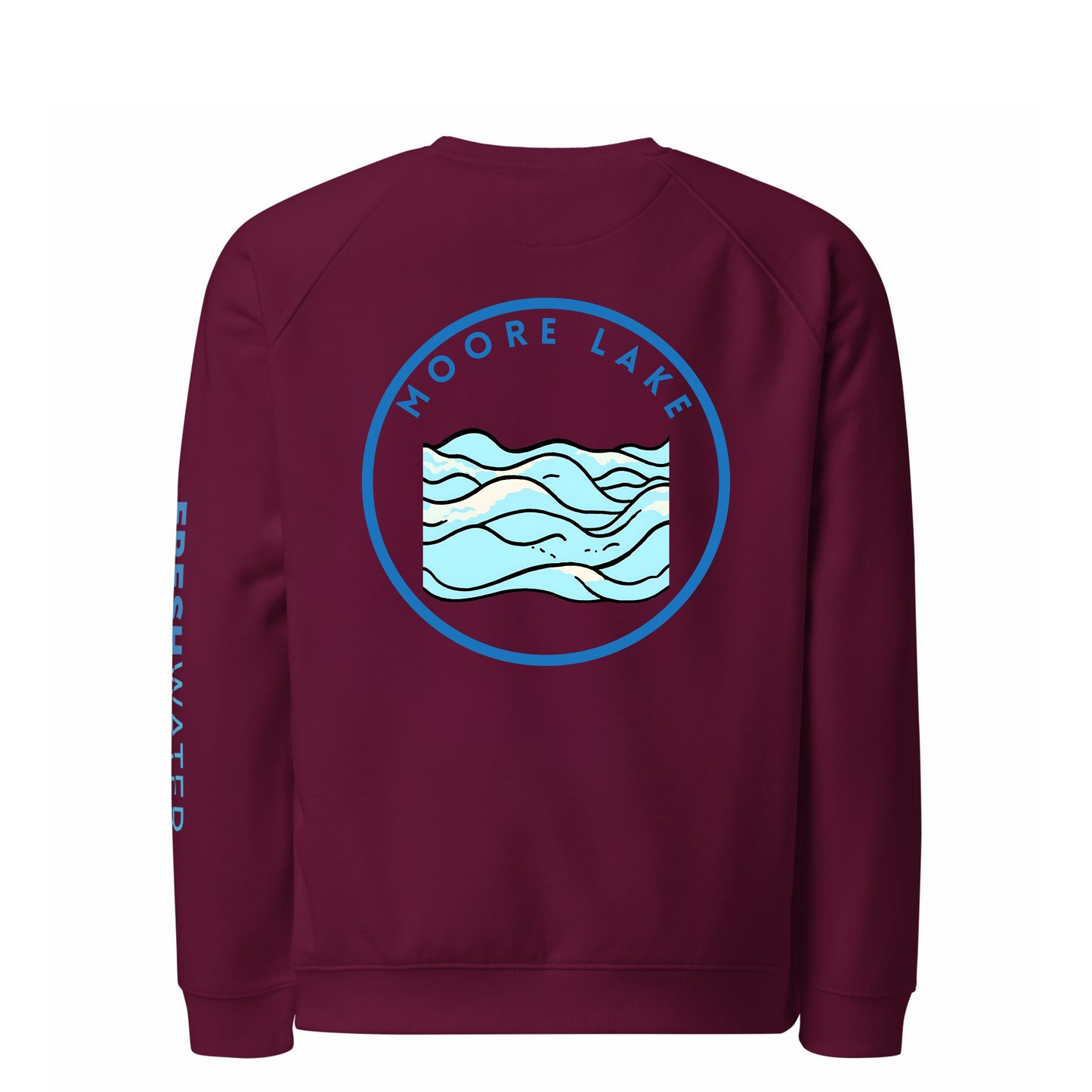 Moore Lake organic raglan sweatshirt