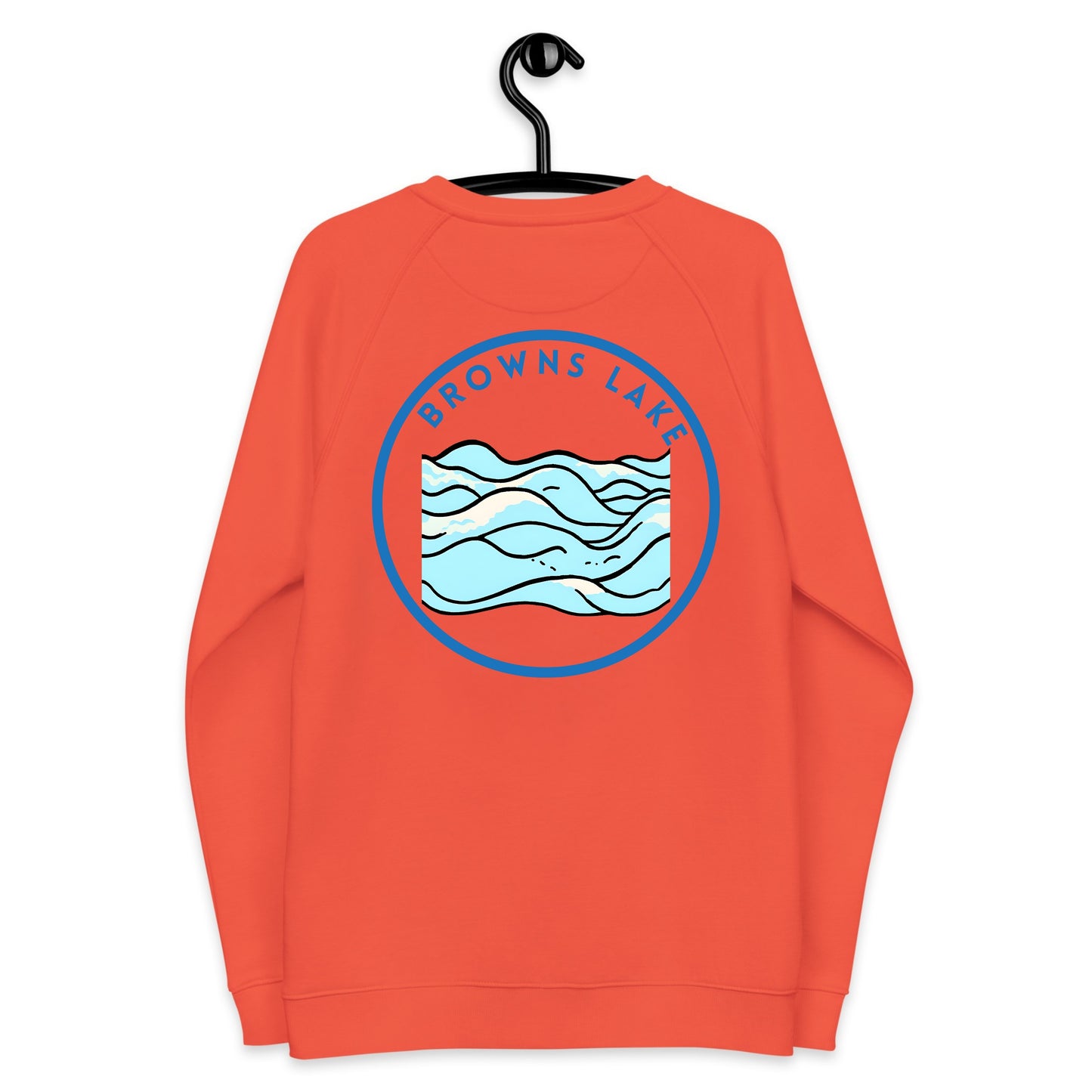 Browns Lake organic raglan sweatshirt