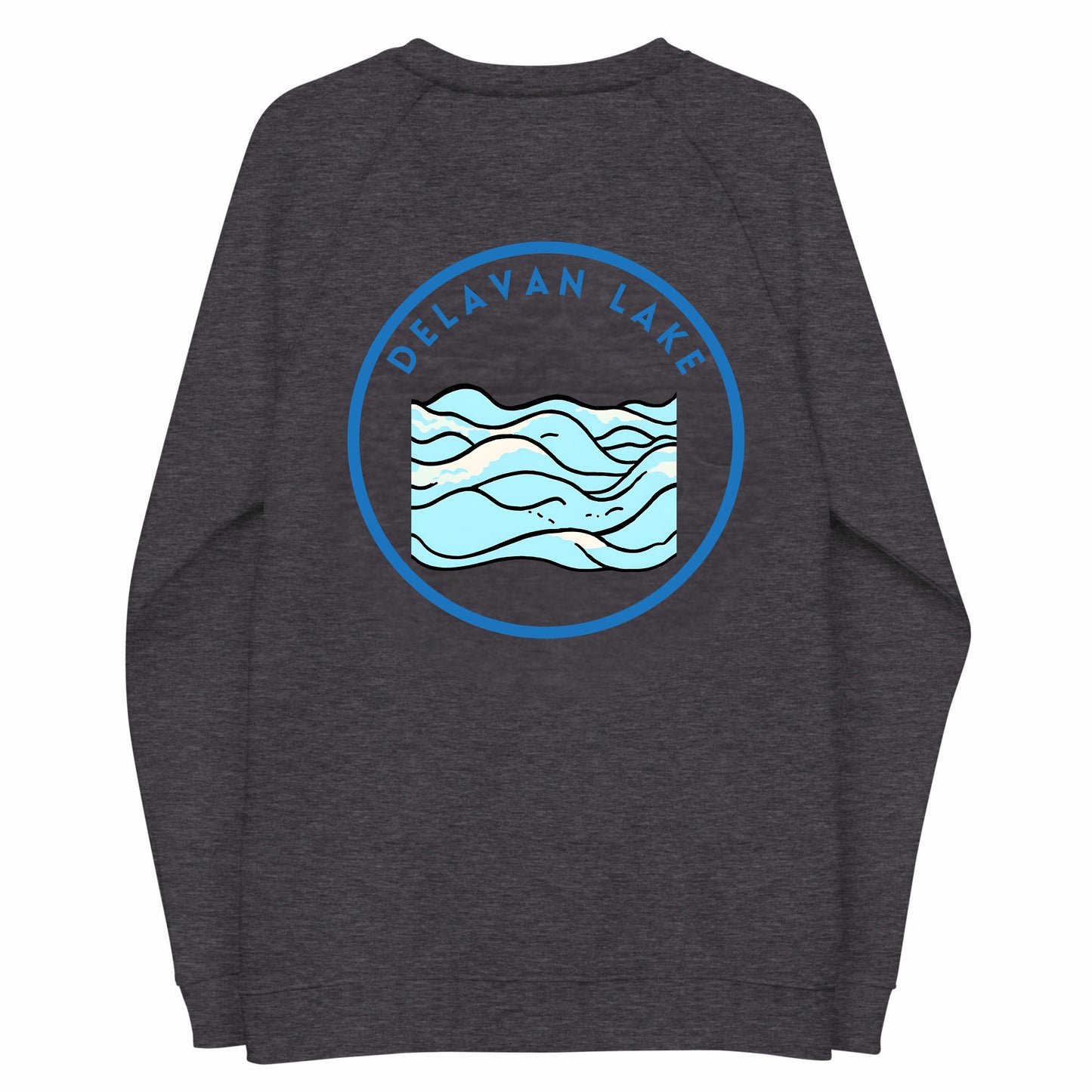 Delavan Lake organic raglan sweatshirt