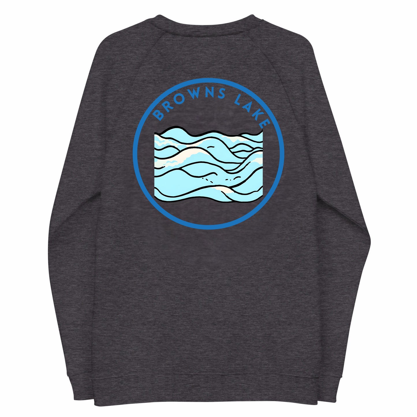 Browns Lake organic raglan sweatshirt