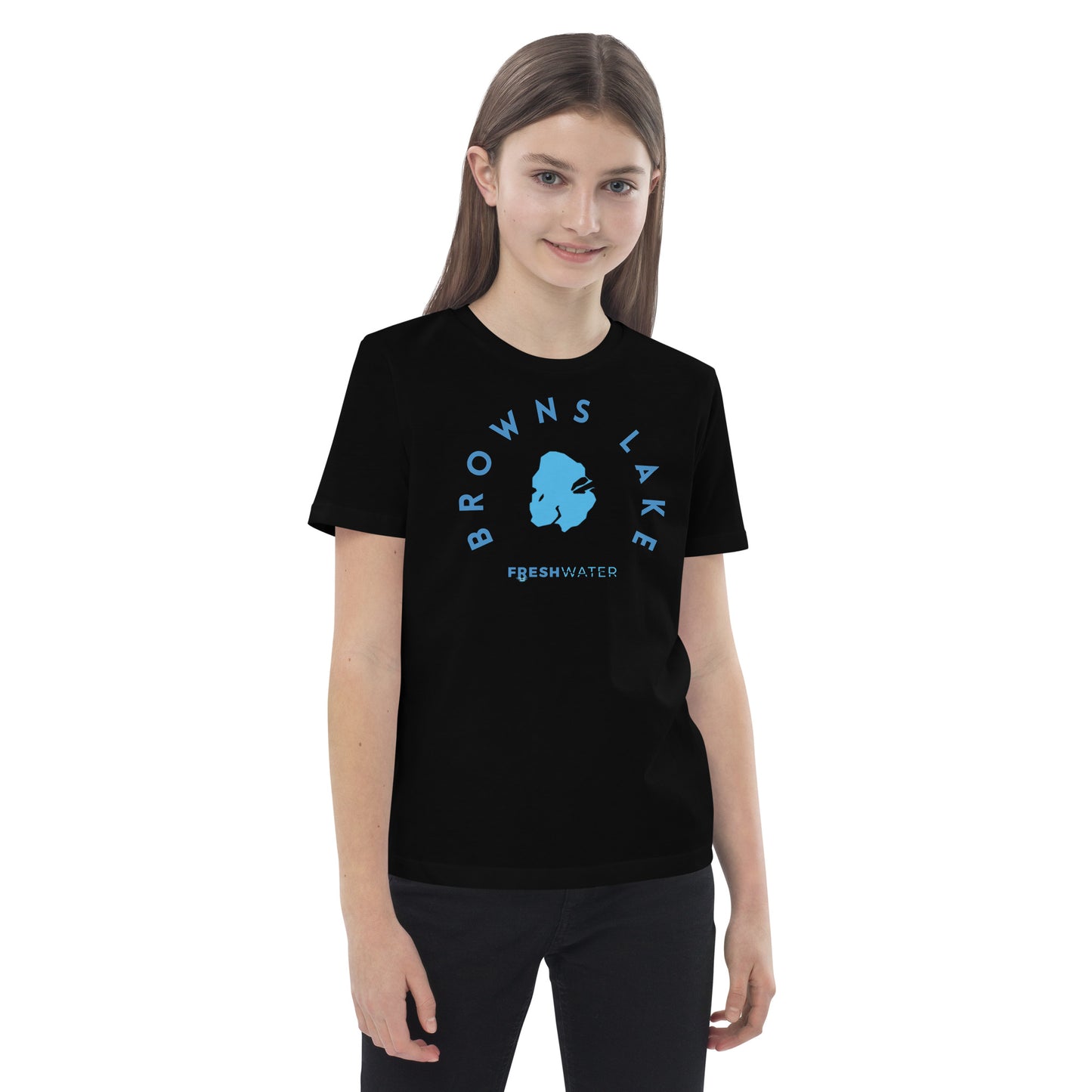 Browns Lake Wisconsin Freshwater Blue Organic cotton kids t-shirt