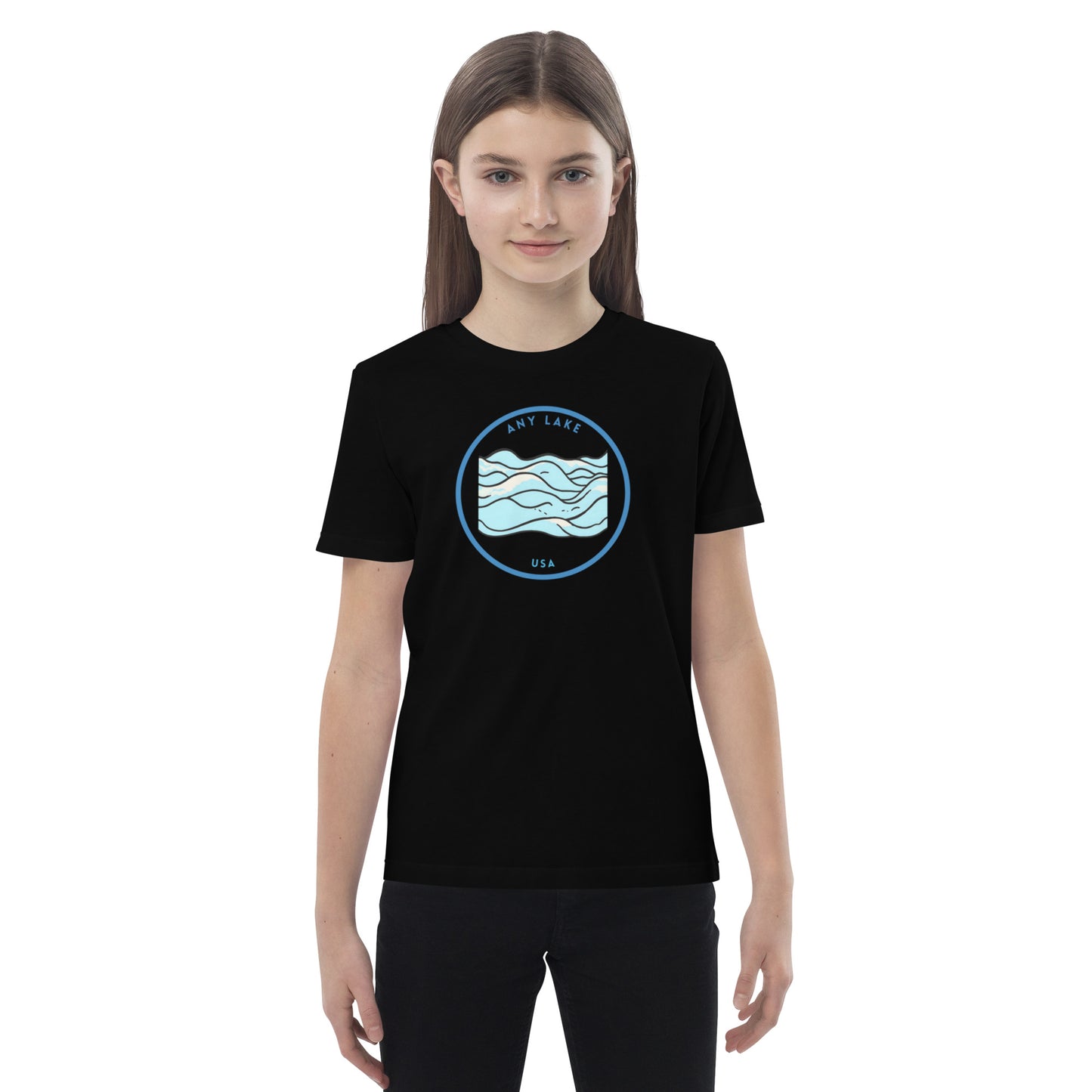 Custom FreshKids Waves Blue Organic cotton kids t-shirt