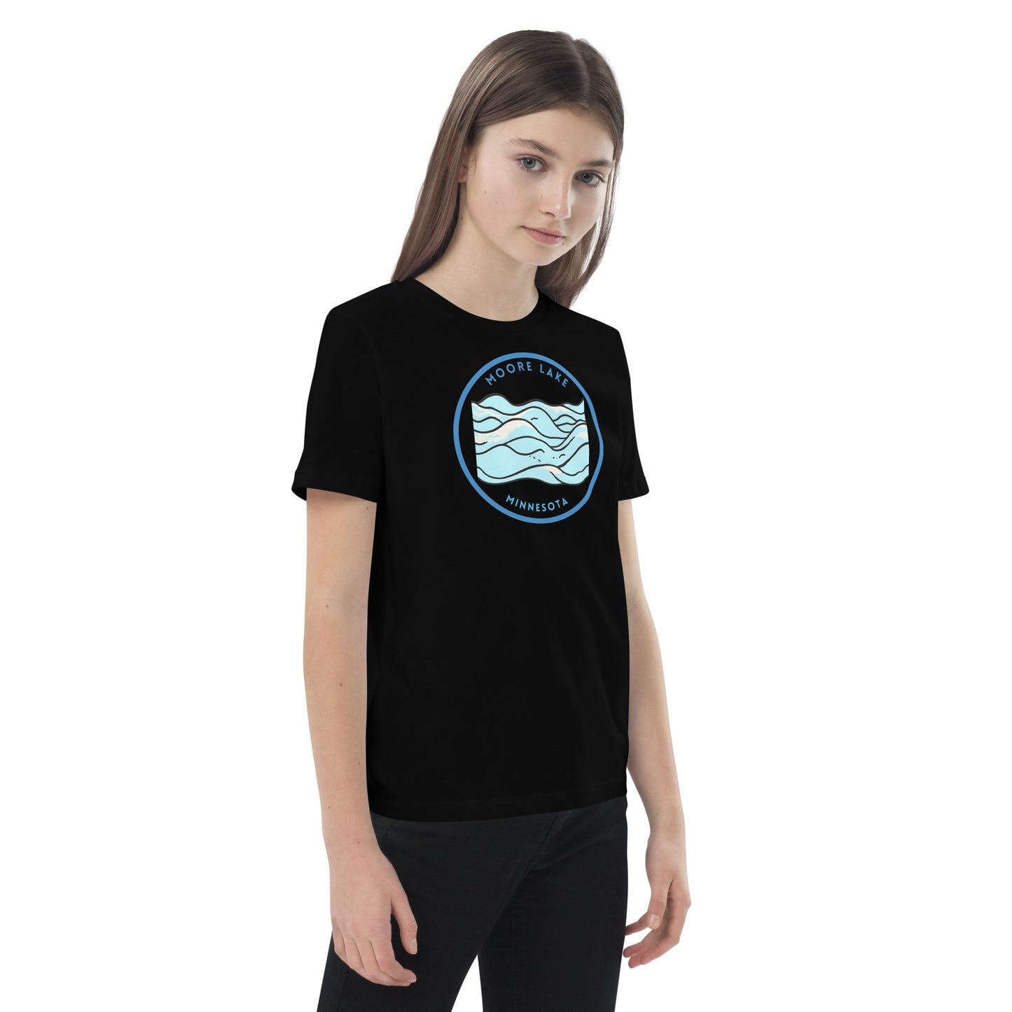 Moore Lake Minnesota Freshwater Waves Organic cotton kids t-shirt