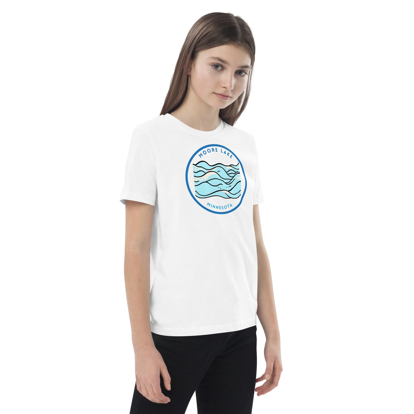 Moore Lake Minnesota Freshwater Waves Organic cotton kids t-shirt