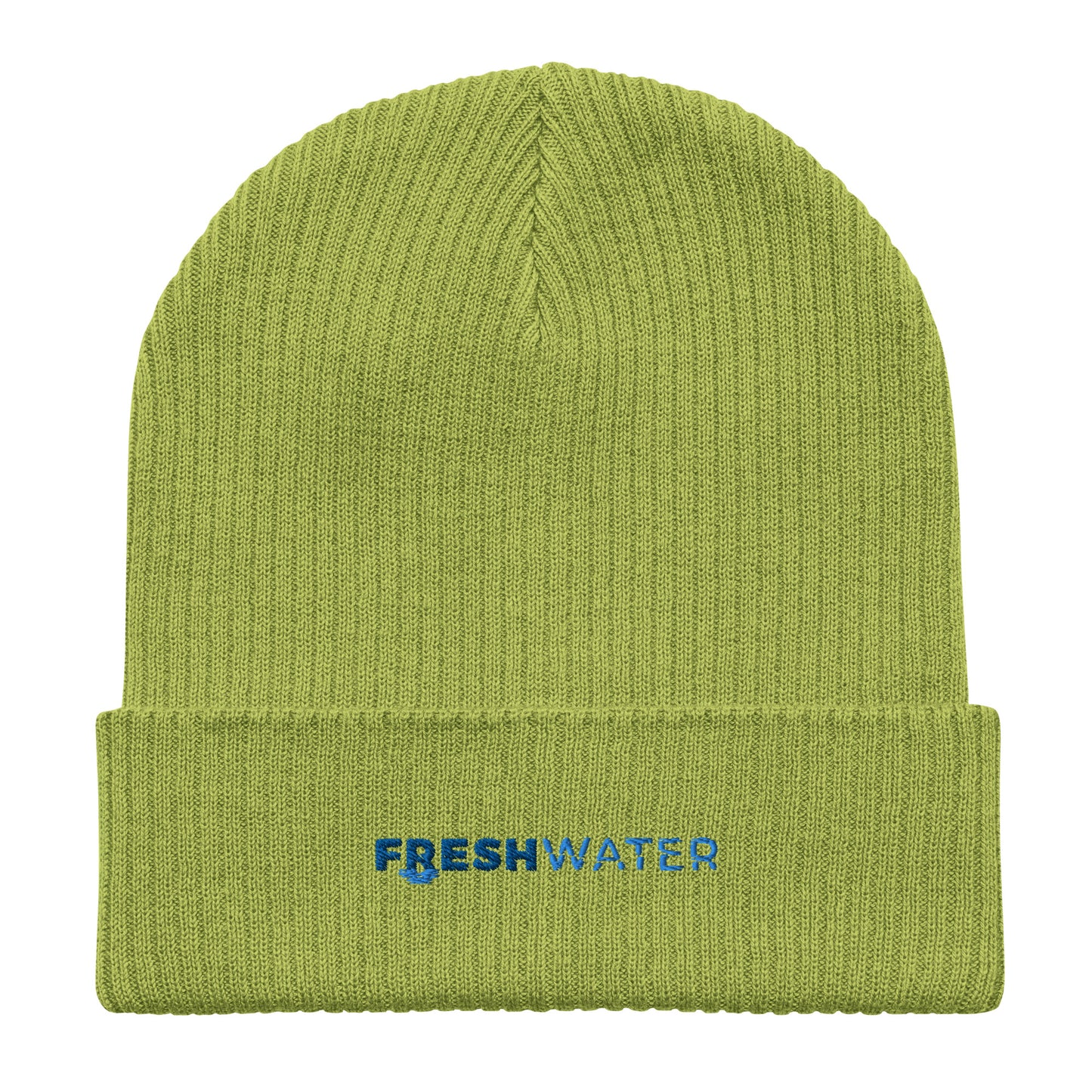 Freshwater Blue Organic ribbed beanie