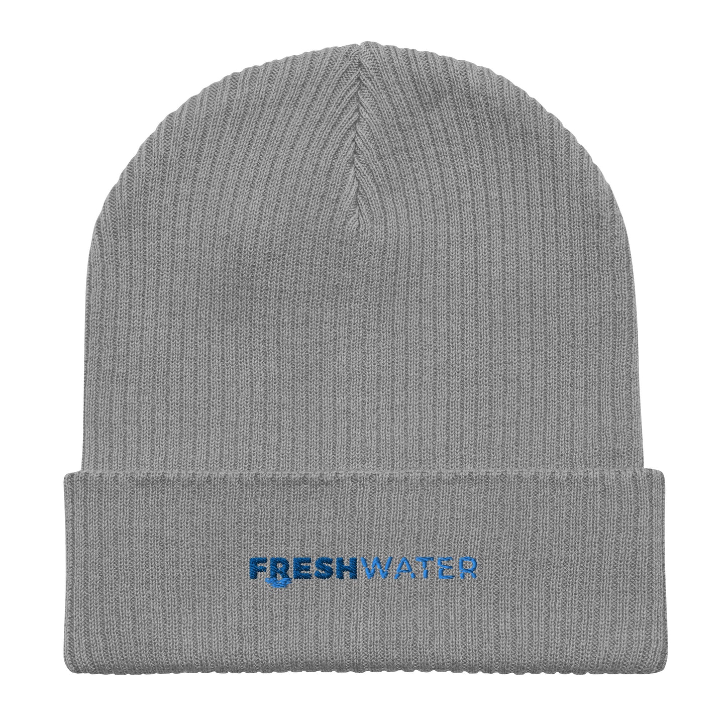 Freshwater Blue Organic ribbed beanie