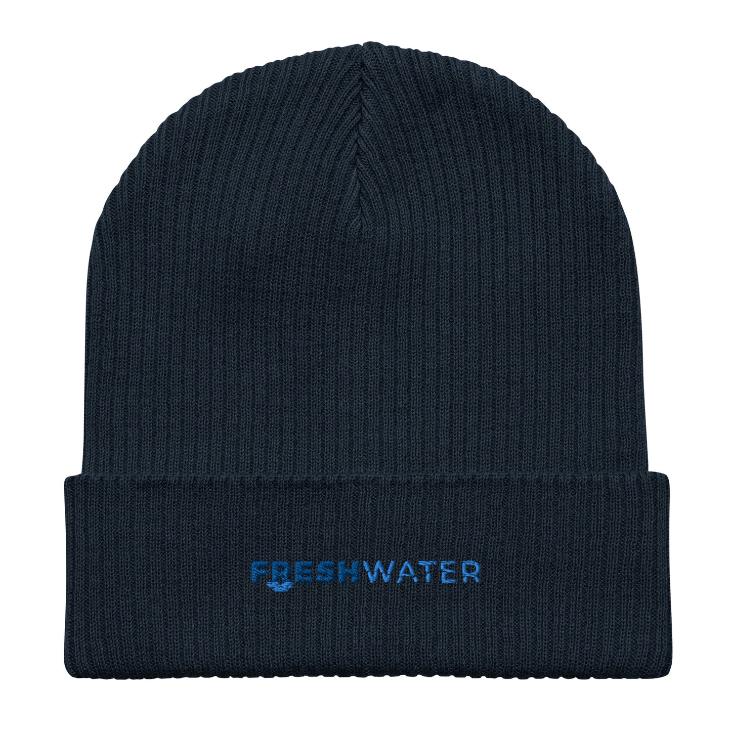 Freshwater Blue Organic ribbed beanie