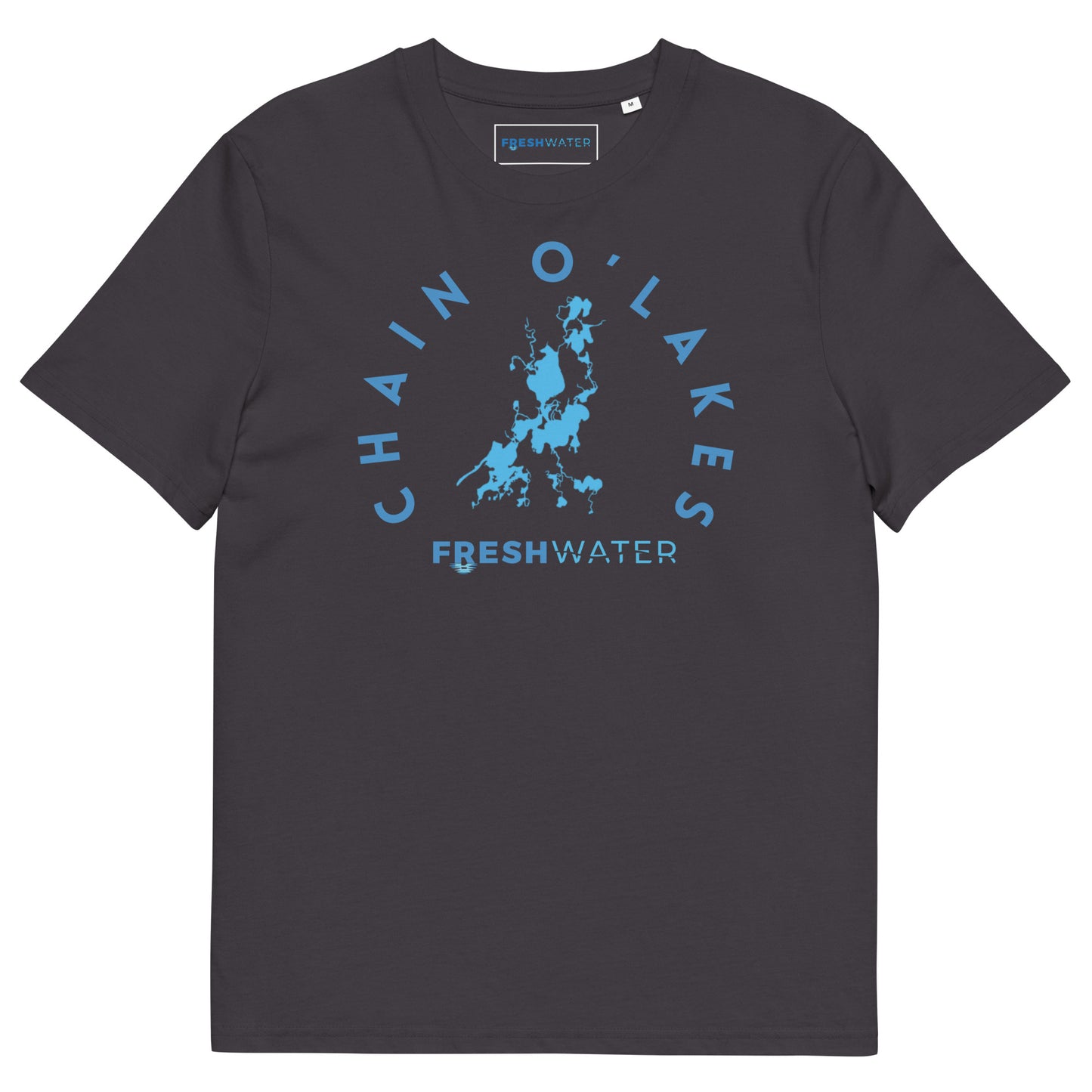 Chain O'Lakes Illinois Freshwater Blue Unisex organic cotton t-shirt
