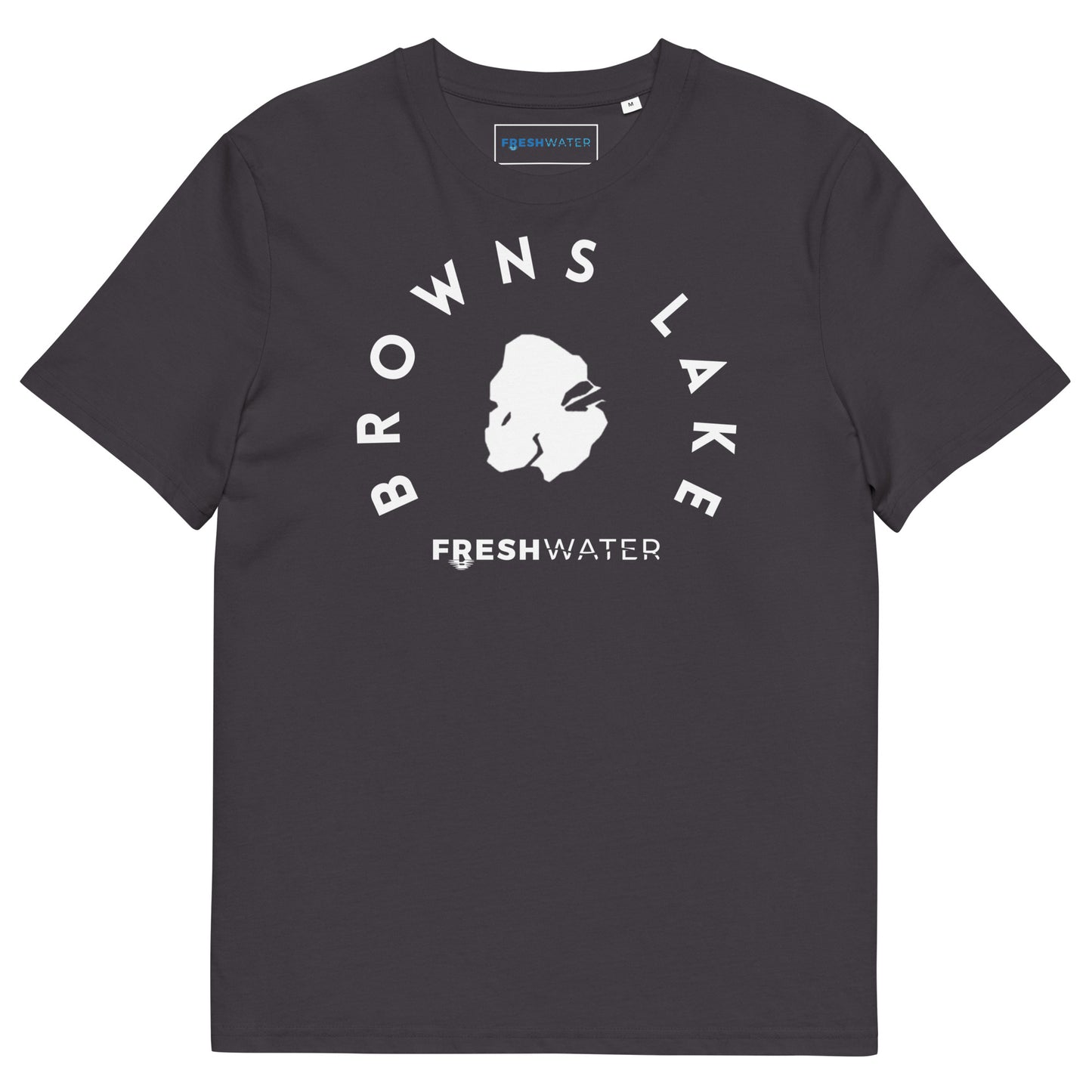 Browns Lake Wisconsin Freshwater BW Unisex organic cotton t-shirt