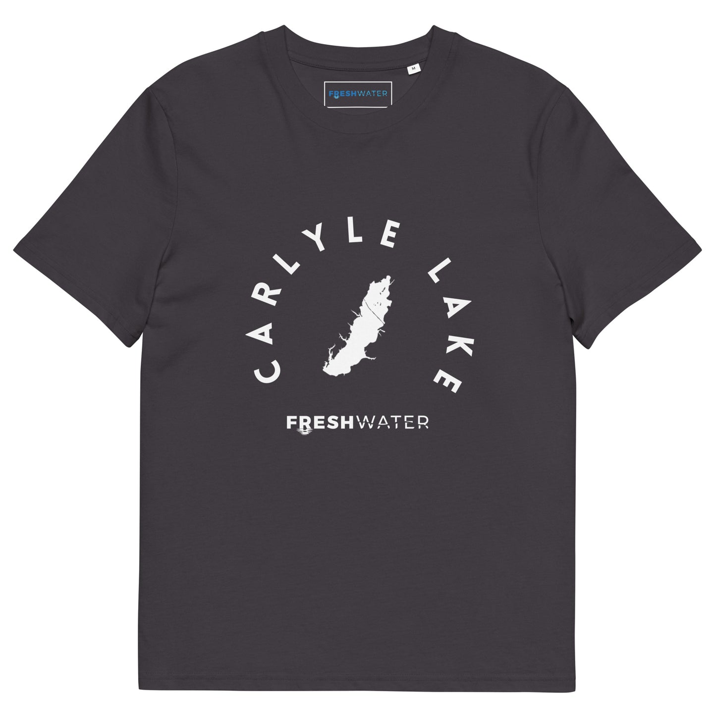 Carlyle Lake Illinois Freshwater BW Unisex organic cotton t-shirt