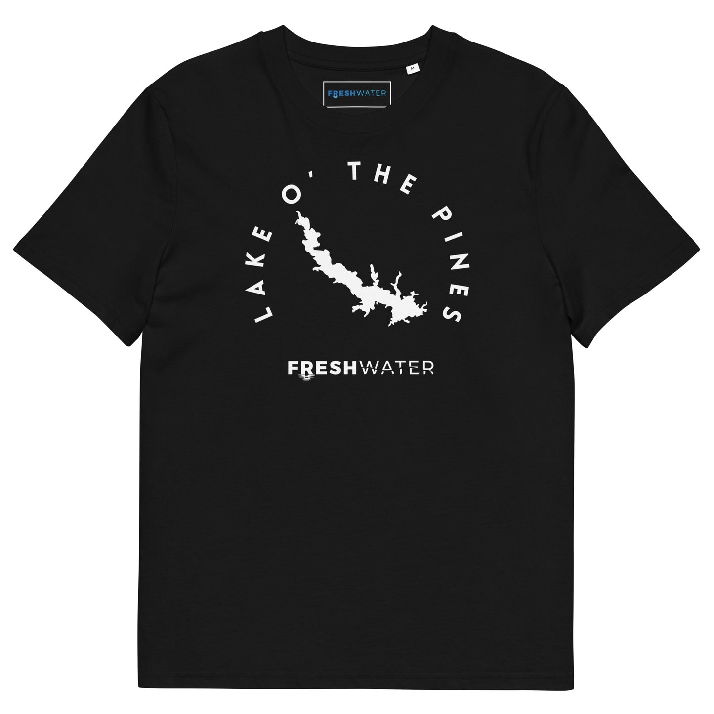Lake O' the Pines Texas Freshwater BW Unisex organic cotton t-shirt