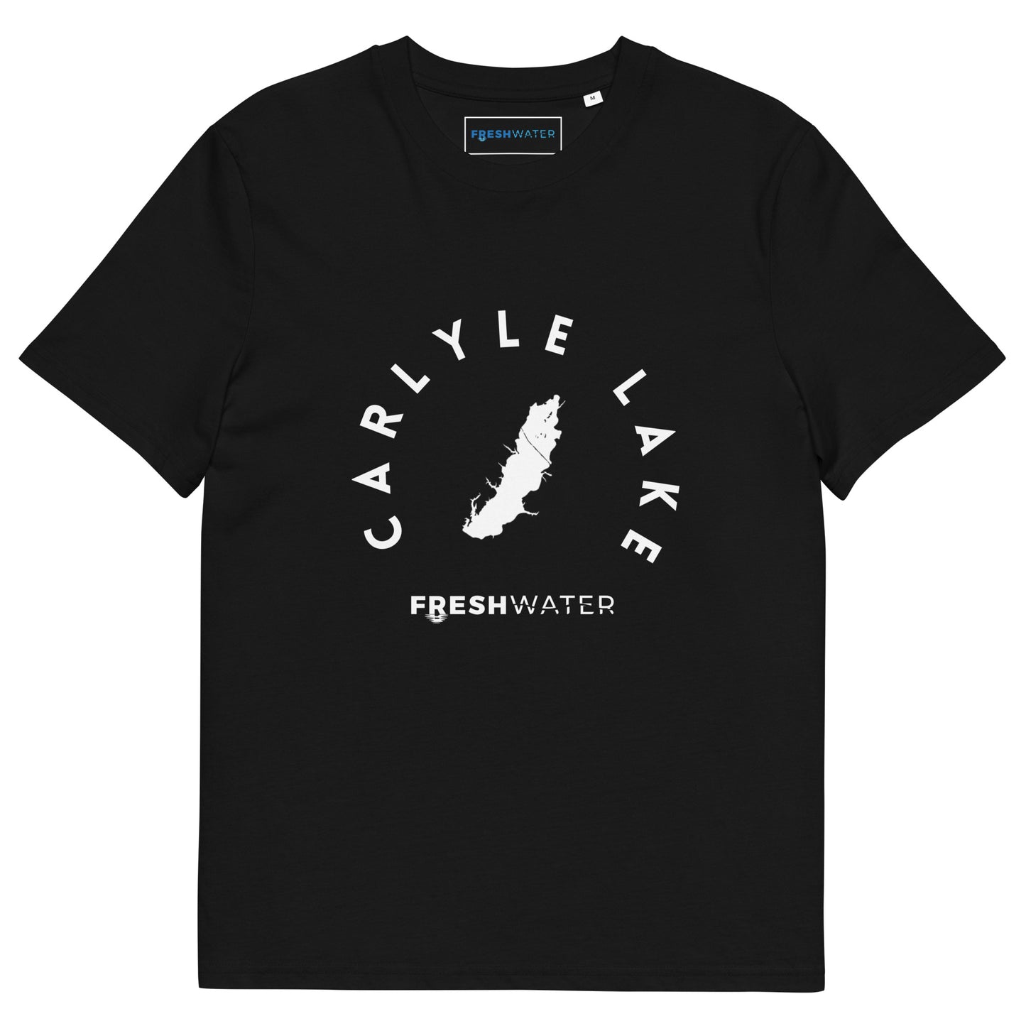 Carlyle Lake Illinois Freshwater BW Unisex organic cotton t-shirt