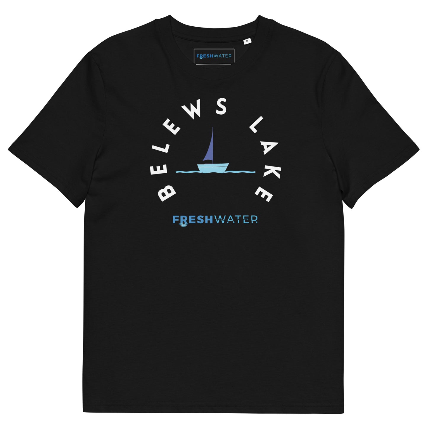 Belews Lake North Carolina Freshwater BW Unisex organic cotton t-shirt