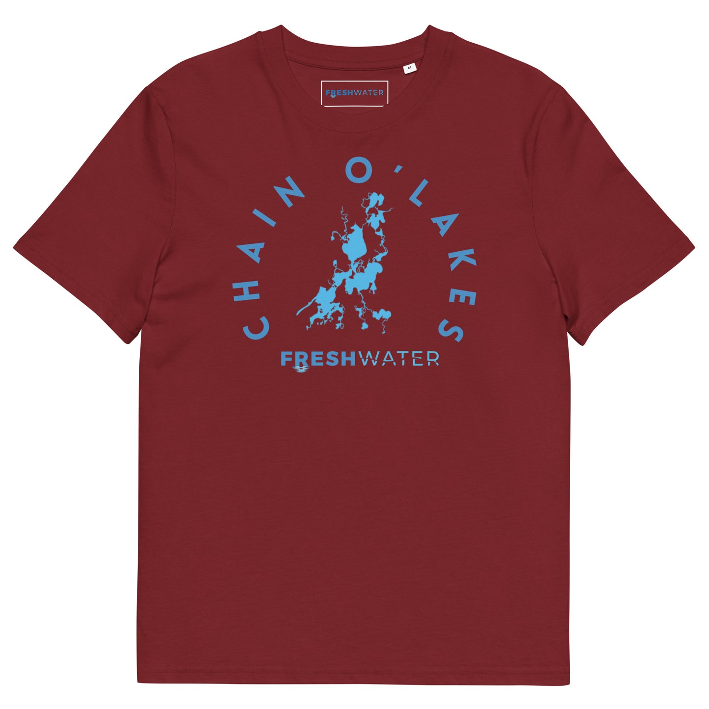 Chain O'Lakes Illinois Freshwater Blue Unisex organic cotton t-shirt