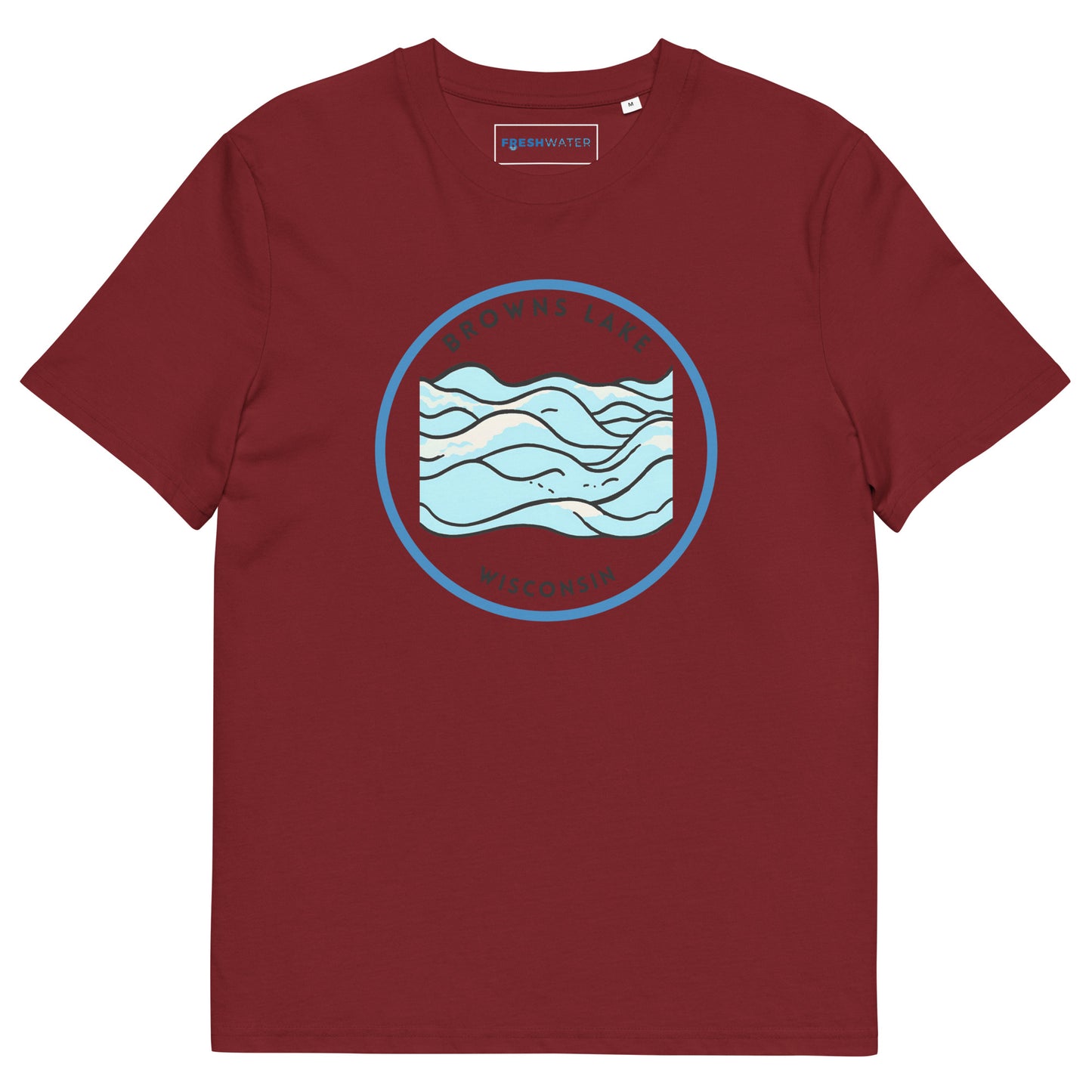 Browns Lake Wisconsin Freshwater Waves Unisex organic cotton t-shirt