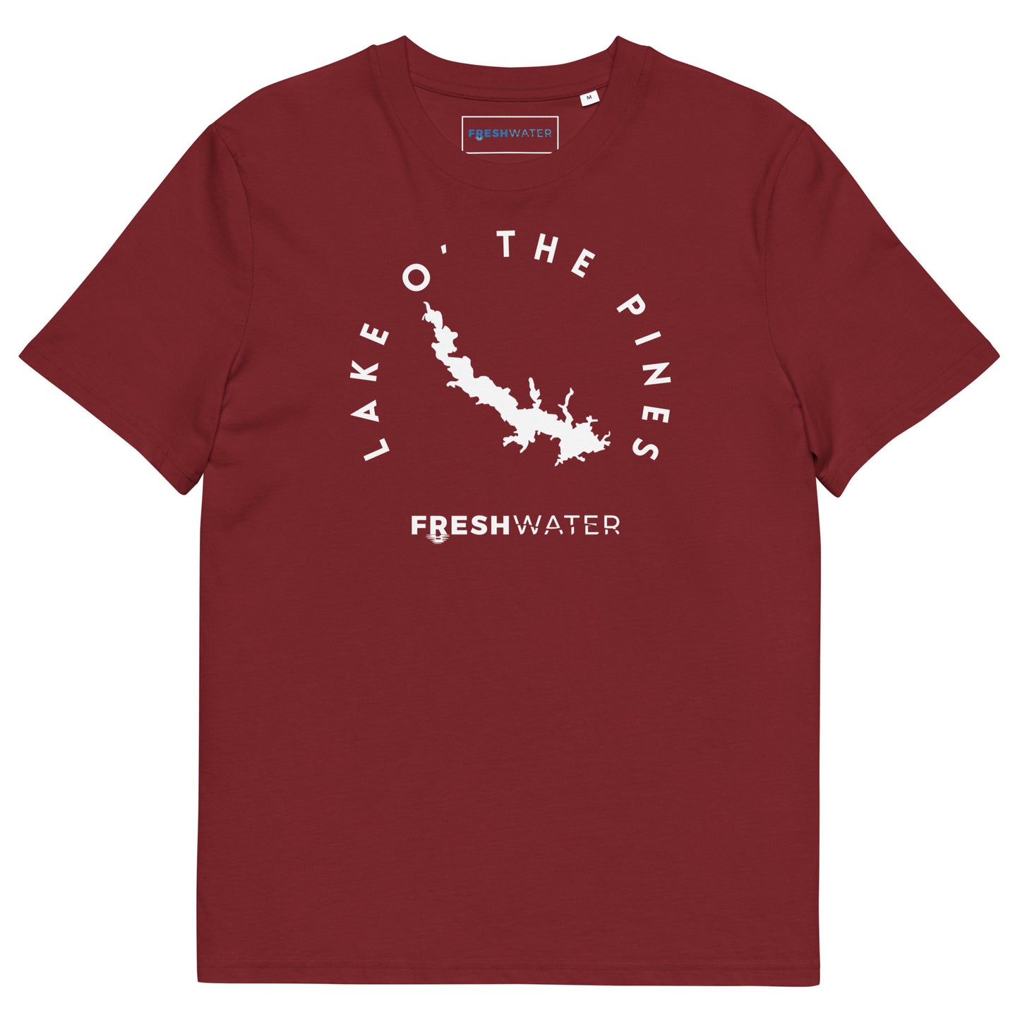 Lake O' the Pines Texas Freshwater BW Unisex organic cotton t-shirt
