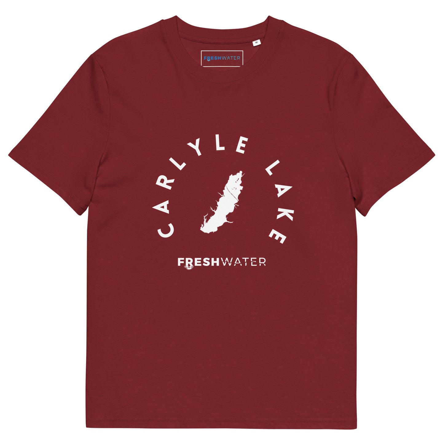 Carlyle Lake Illinois Freshwater BW Unisex organic cotton t-shirt