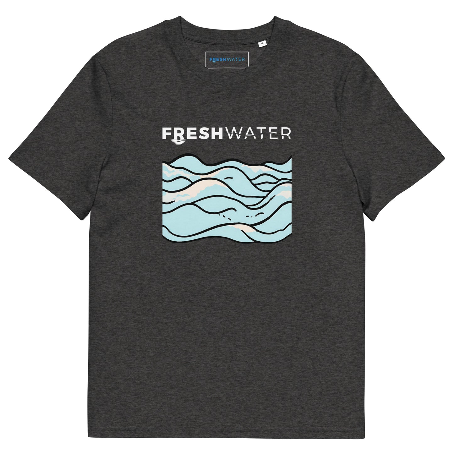 Freshwater Waves BW Unisex organic cotton t-shirt