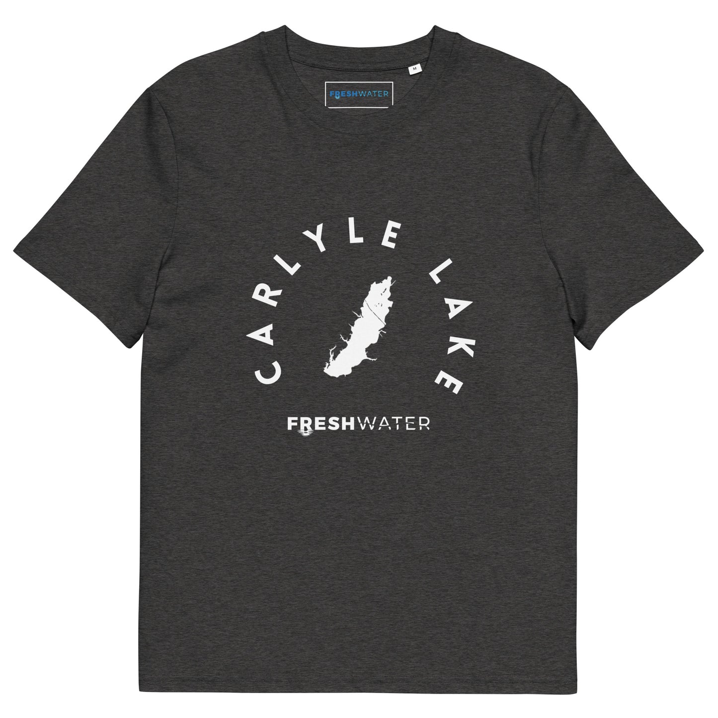 Carlyle Lake Illinois Freshwater BW Unisex organic cotton t-shirt