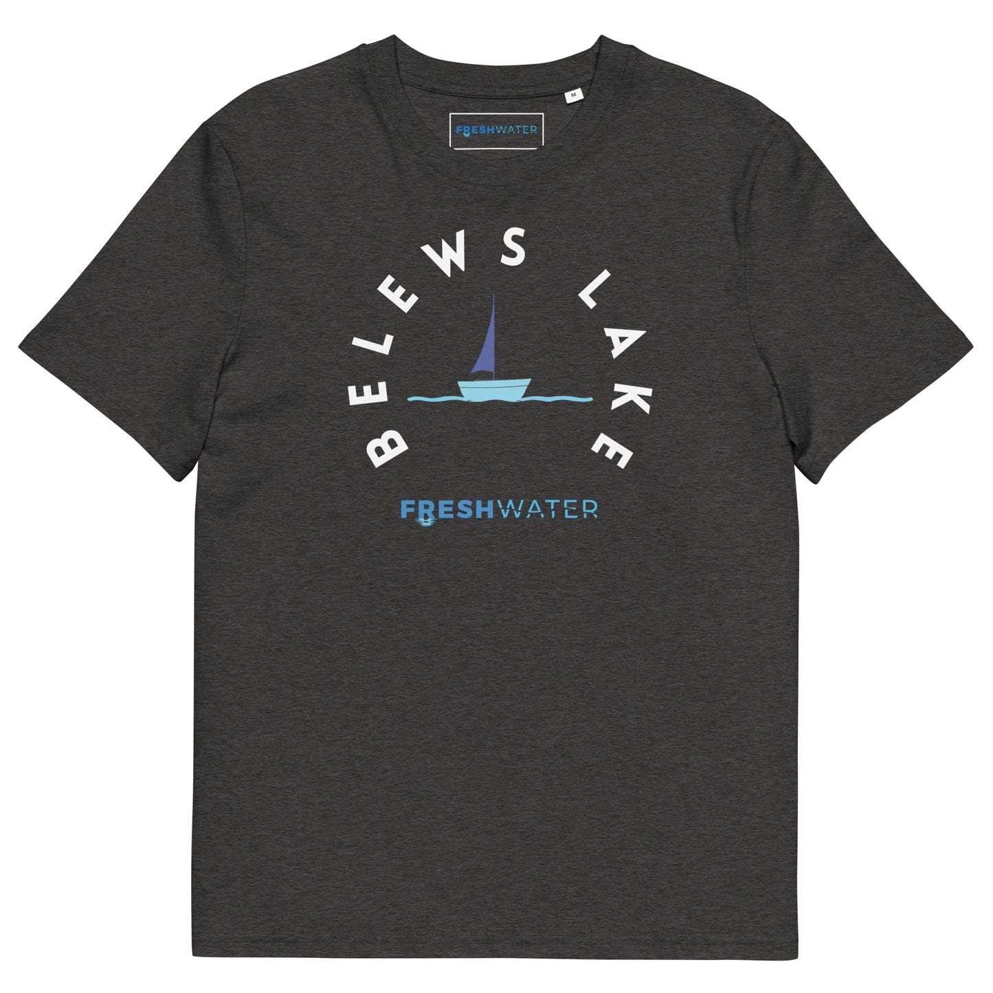 Belews Lake North Carolina Freshwater BW Unisex organic cotton t-shirt
