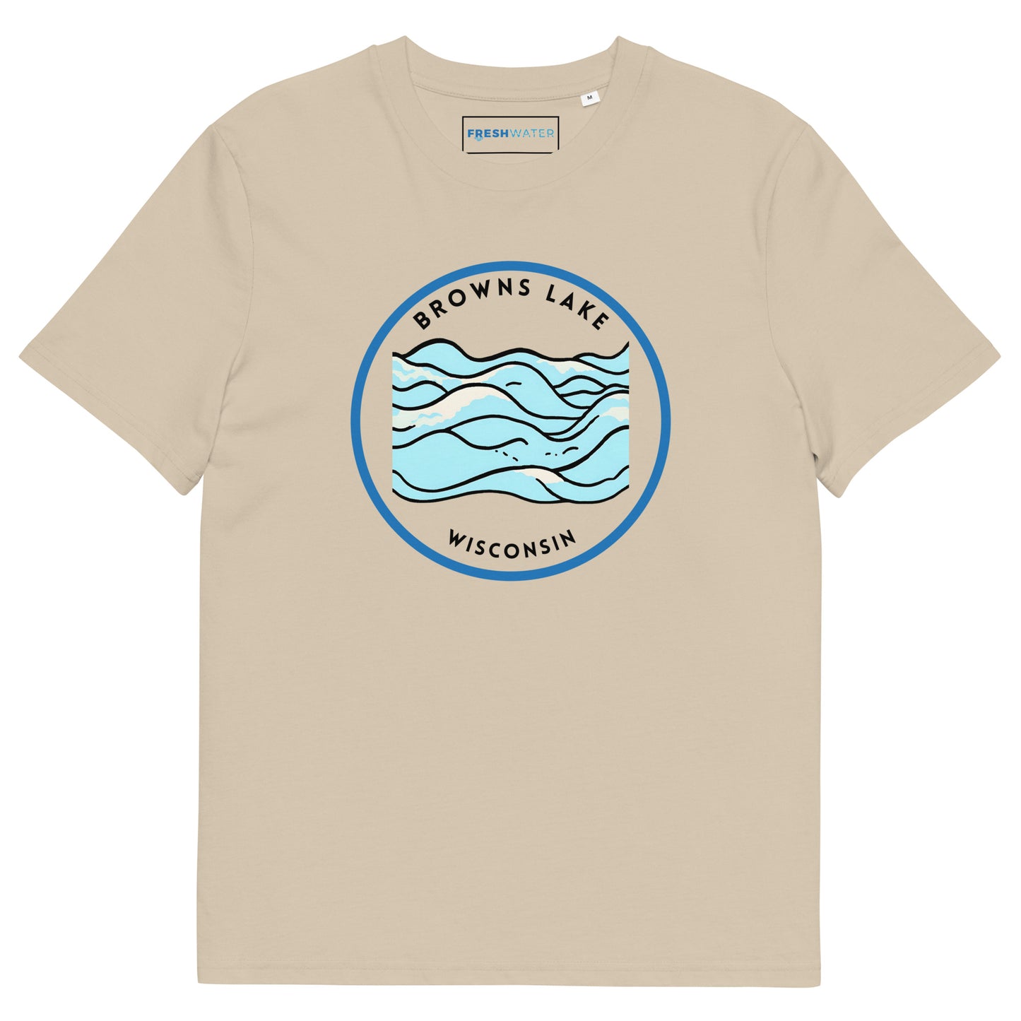 Browns Lake Wisconsin Freshwater Waves Unisex organic cotton t-shirt
