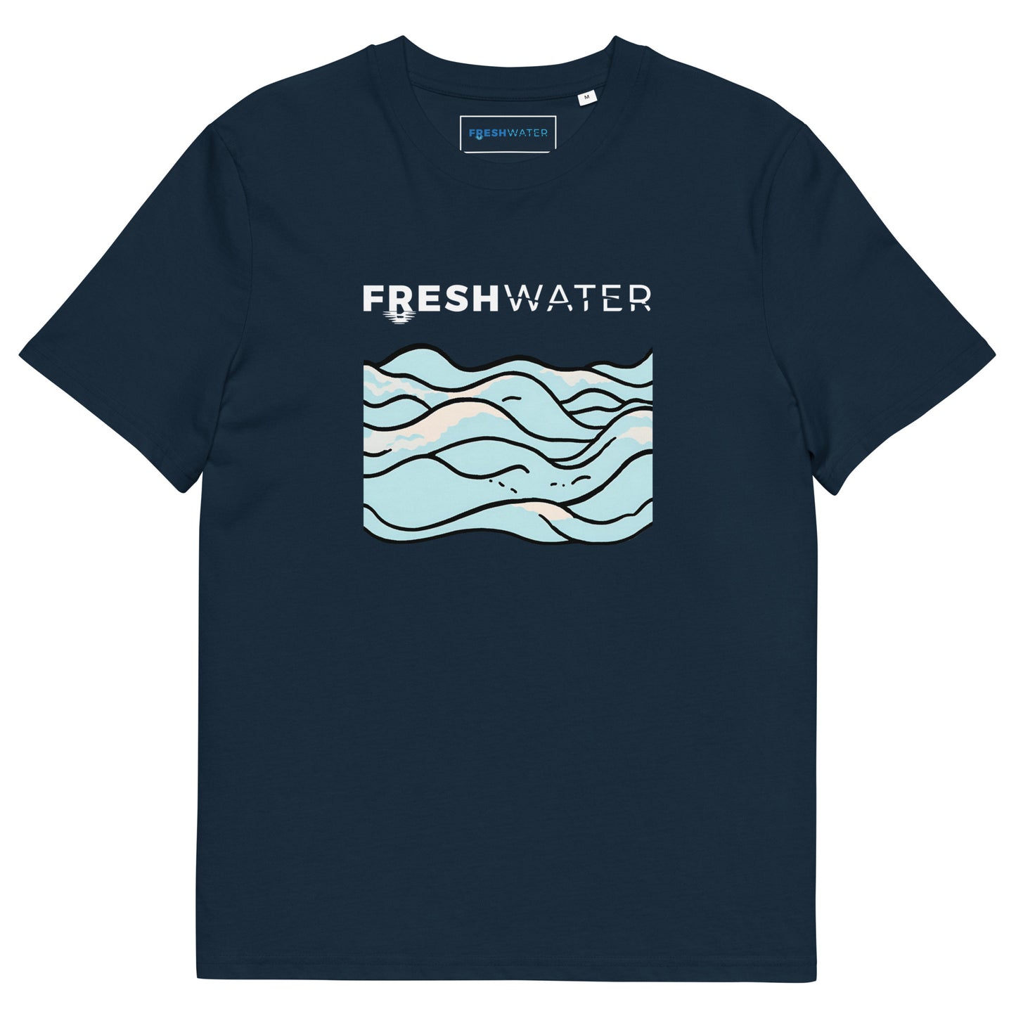 Freshwater Waves BW Unisex organic cotton t-shirt