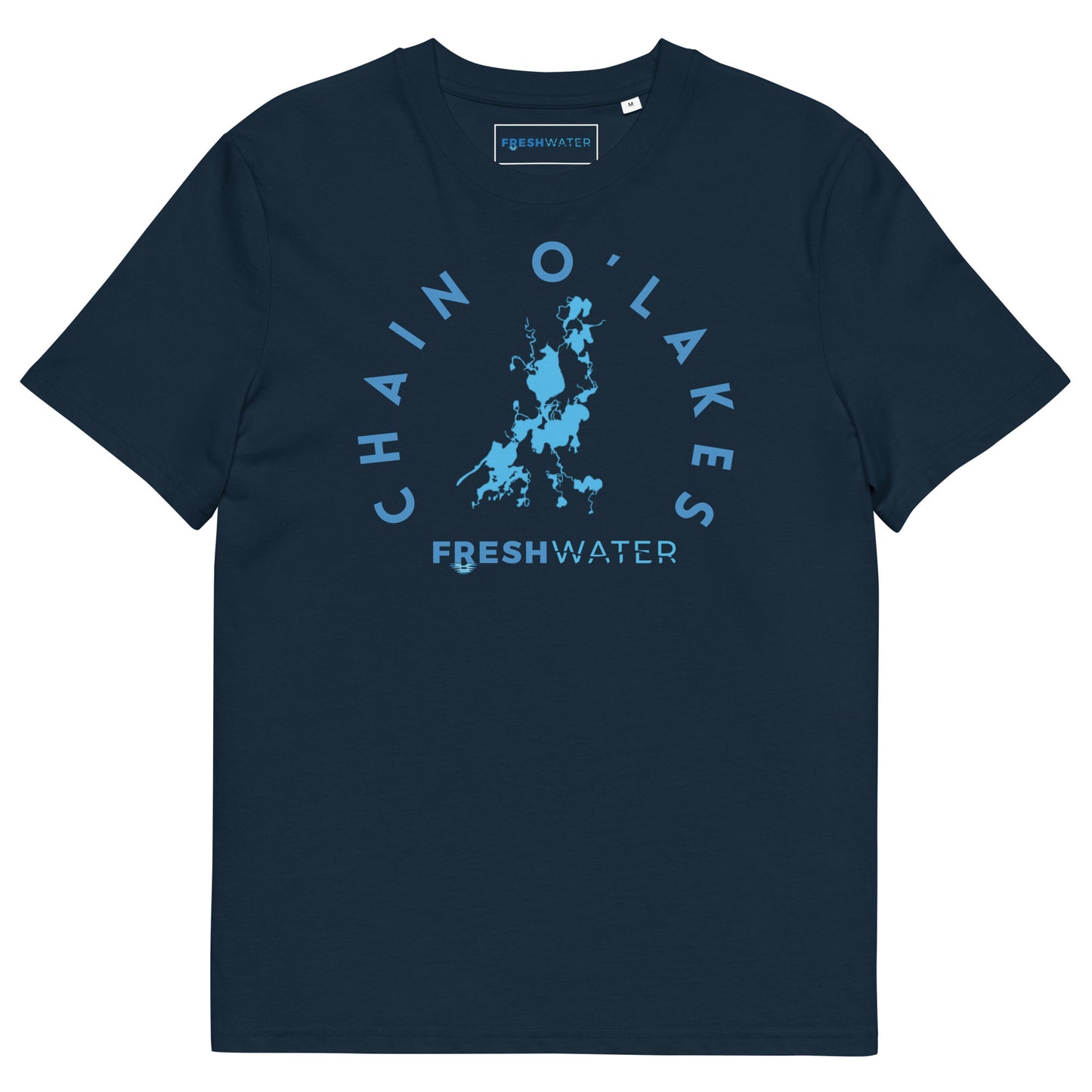 Chain O'Lakes Illinois Freshwater Blue Unisex organic cotton t-shirt