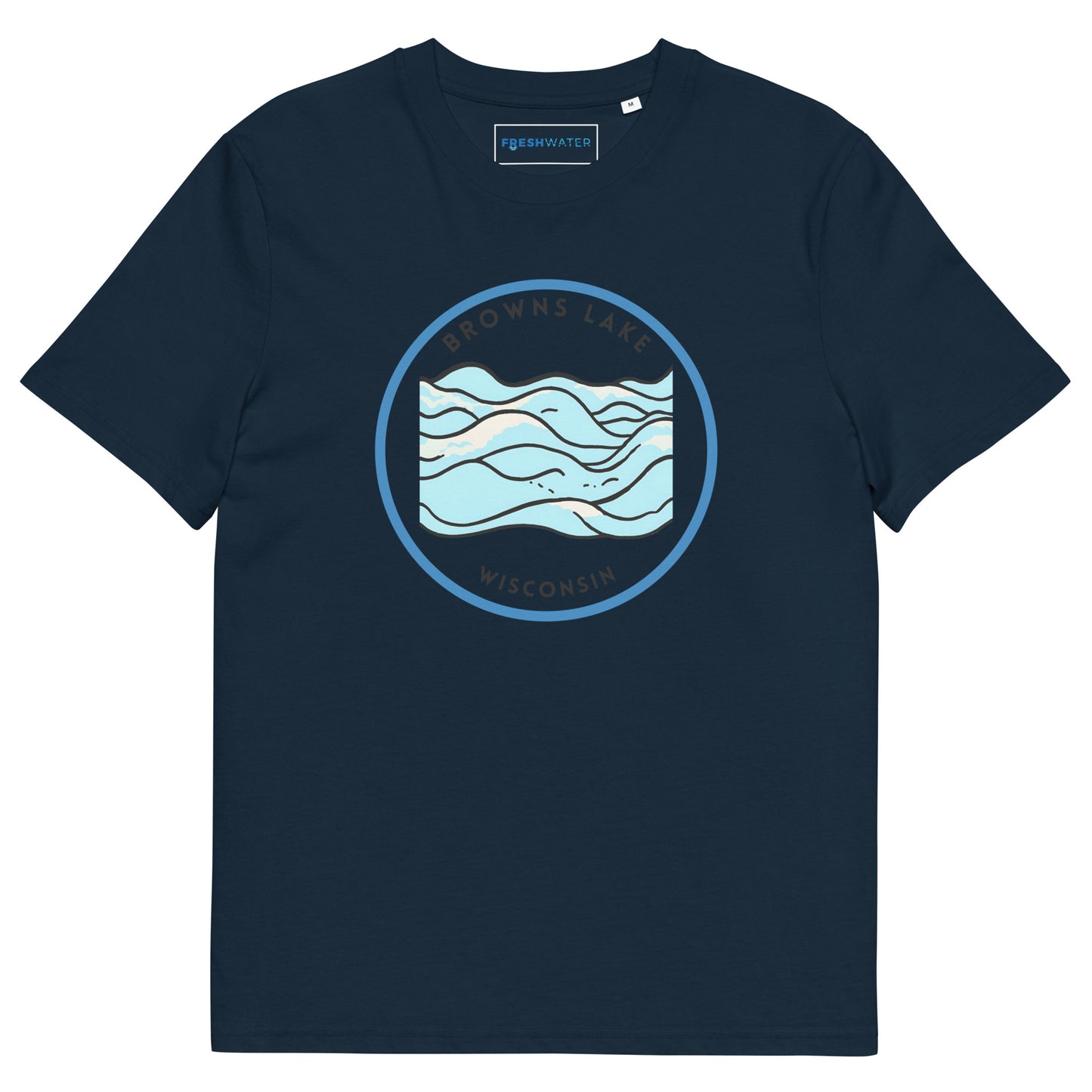Browns Lake Wisconsin Freshwater Waves Unisex organic cotton t-shirt
