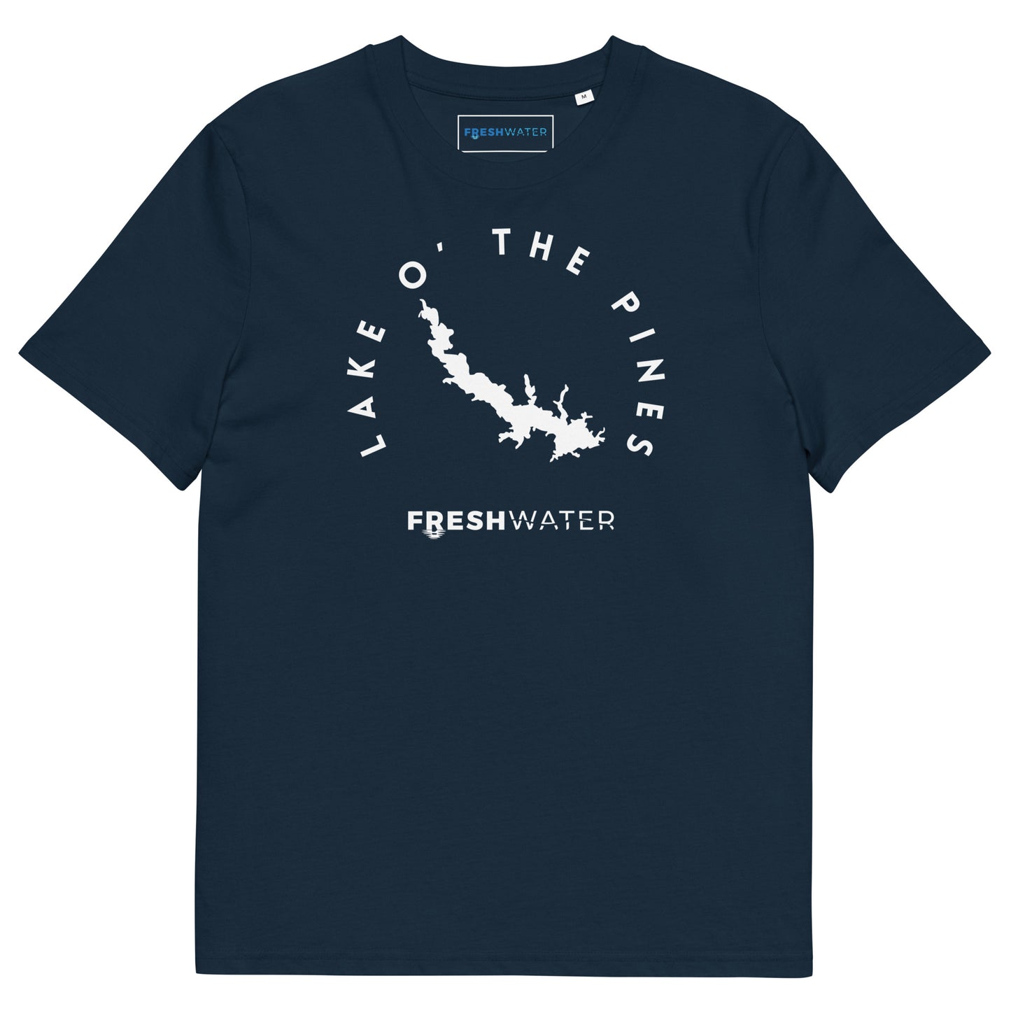Lake O' the Pines Texas Freshwater BW Unisex organic cotton t-shirt
