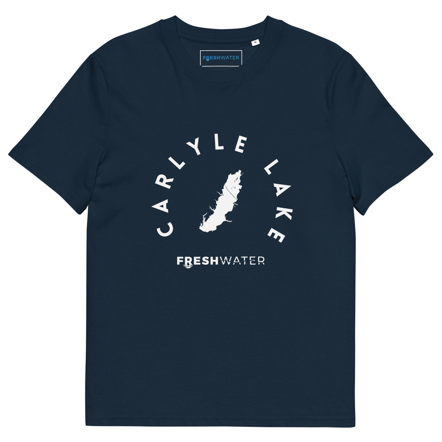 Carlyle Lake Illinois Freshwater BW Unisex organic cotton t-shirt