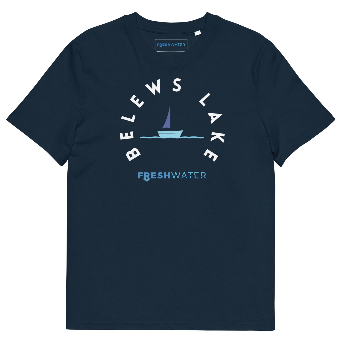 Belews Lake North Carolina Freshwater BW Unisex organic cotton t-shirt