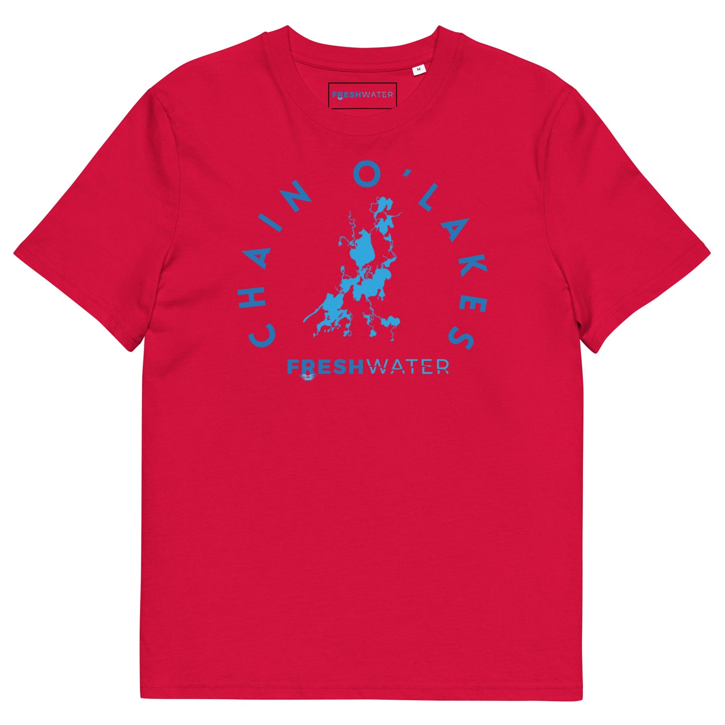 Chain O'Lakes Illinois Freshwater Blue Unisex organic cotton t-shirt
