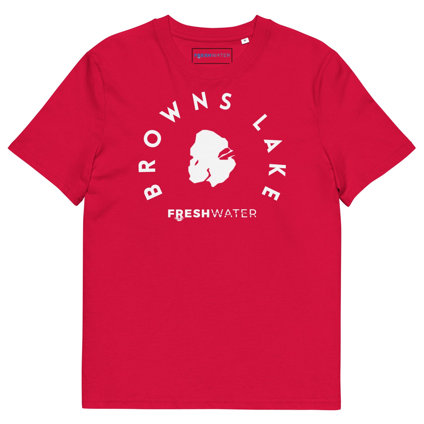 Browns Lake Wisconsin Freshwater BW Unisex organic cotton t-shirt