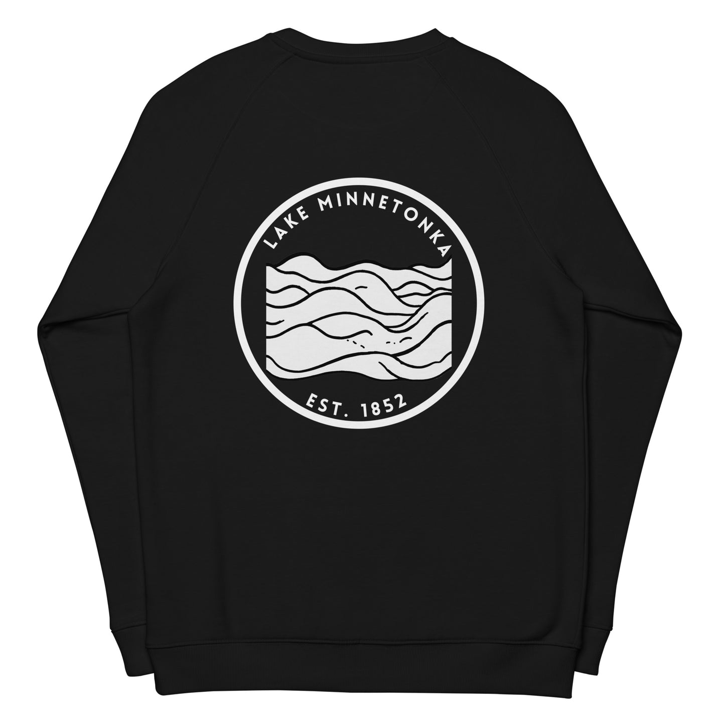 Lake Minnetonka Minnesota Freshwater Waves BW Unisex organic raglan sweatshirt