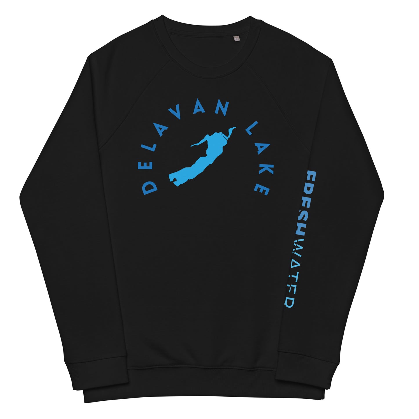 Delavan Lake Wisconsin Freshwater Blue Unisex organic raglan sweatshirt
