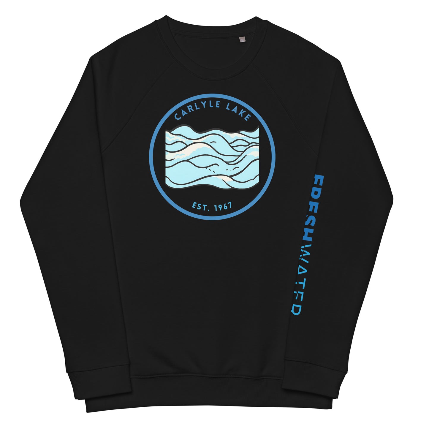 Carlyle Lake Illinois Freshwater Waves Unisex organic raglan sweatshirt