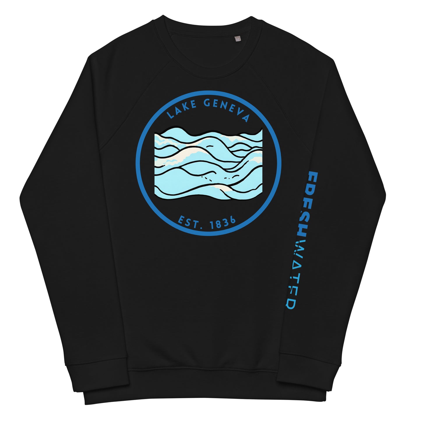 Lake Geneva Wisconsin Freshwater Waves Unisex organic raglan sweatshirt