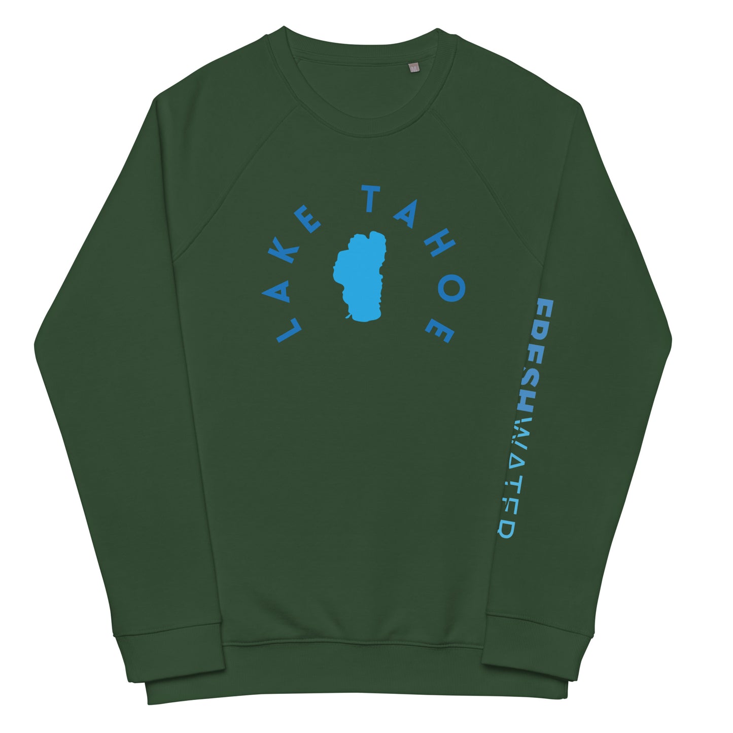 Lake Tahoe Freshwater Blue Unisex organic raglan sweatshirt