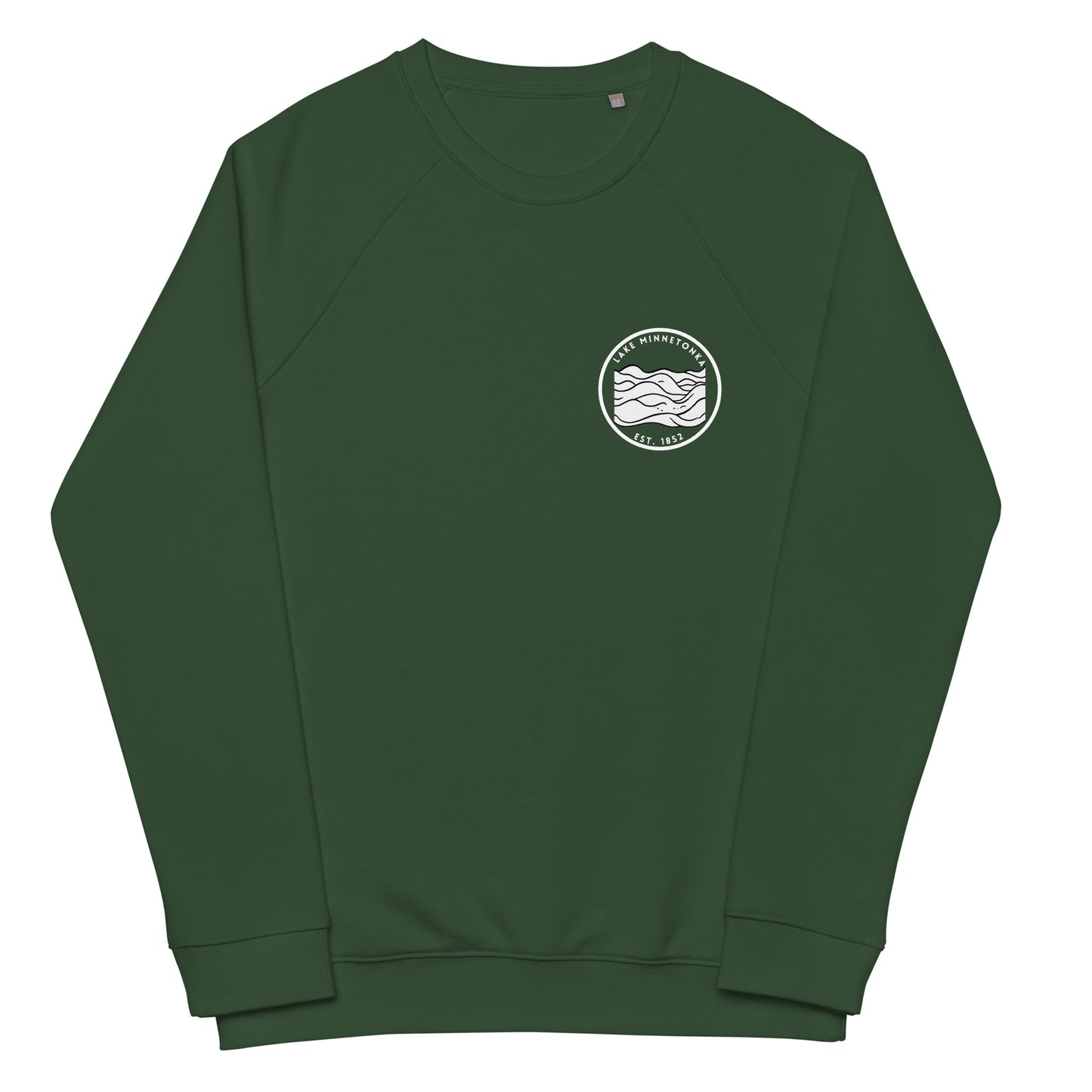 Lake Minnetonka Minnesota Freshwater Waves BW Unisex organic raglan sweatshirt