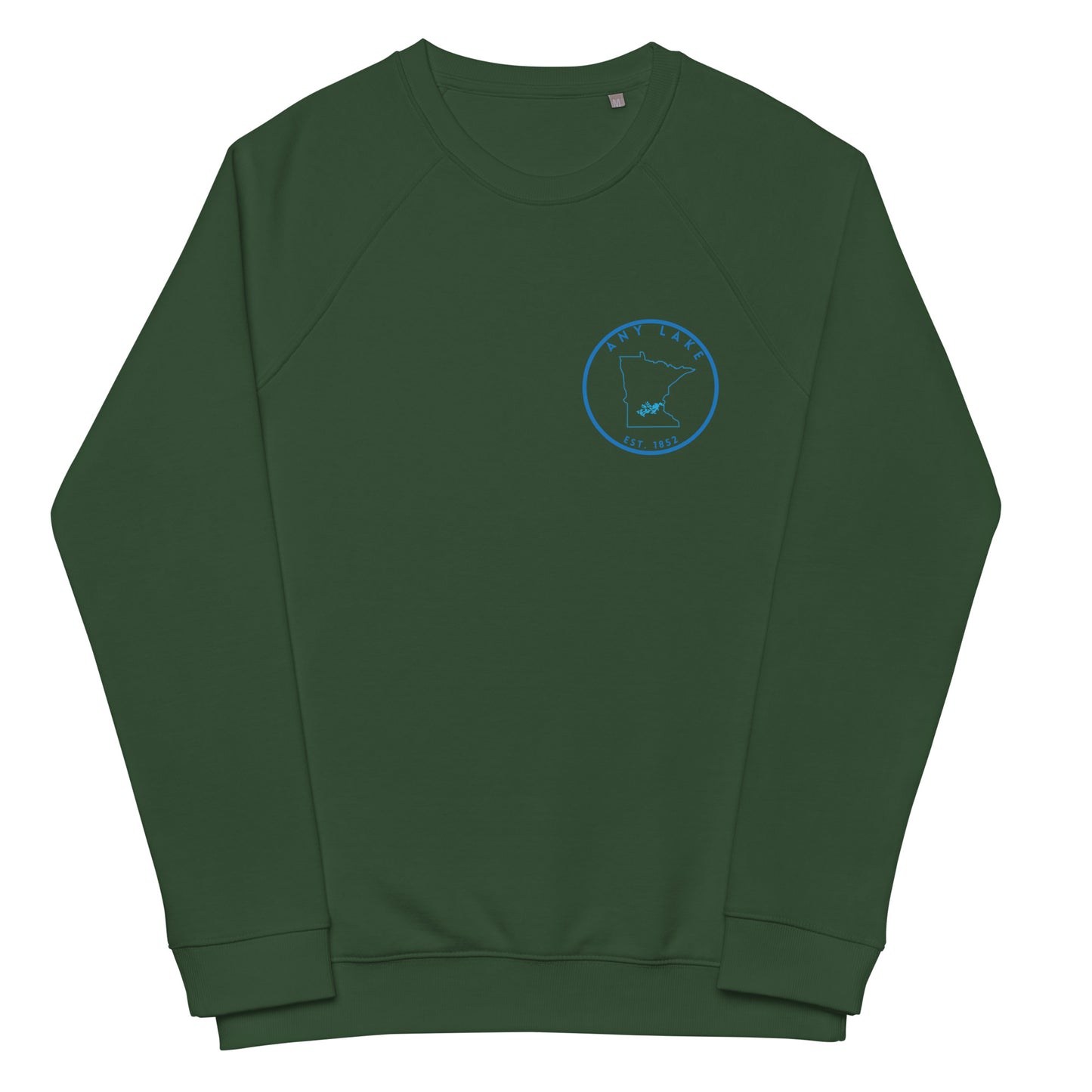Custom Freshwater State Outline Blue Unisex organic raglan sweatshirt