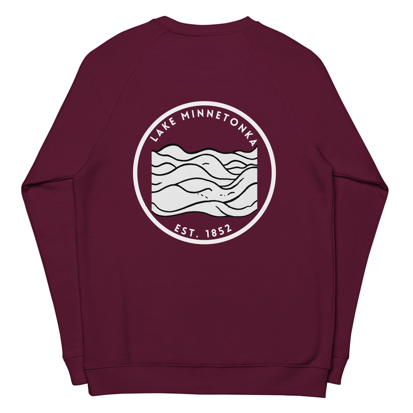 Lake Minnetonka Minnesota Freshwater Waves BW Unisex organic raglan sweatshirt