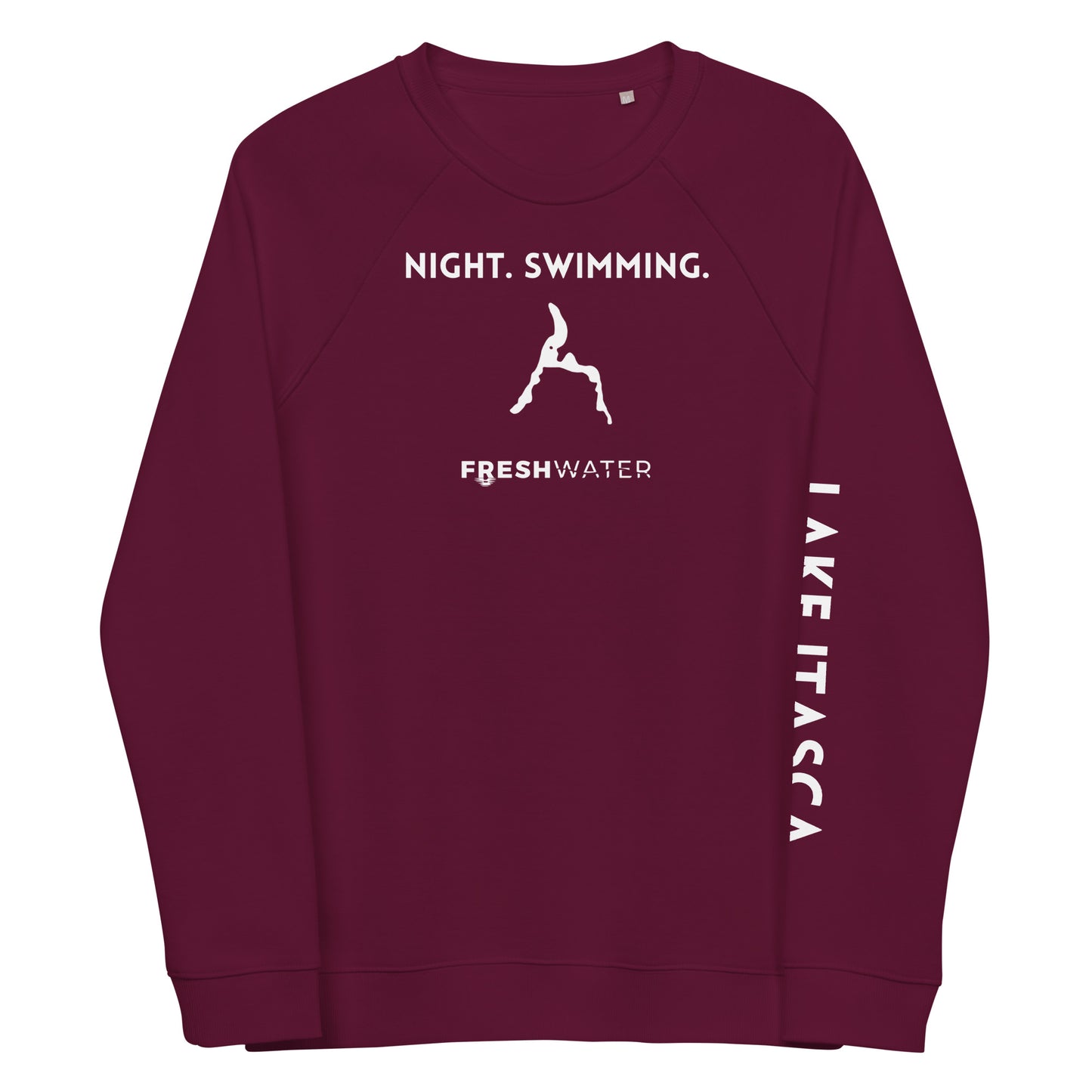 Lake Itasca Freshwater NSW Unisex organic raglan sweatshirt