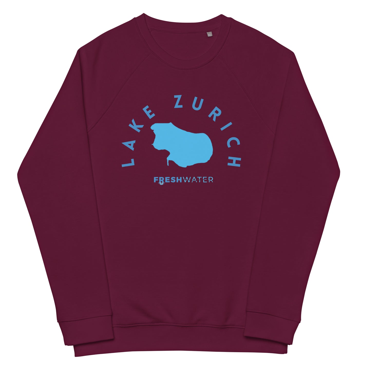 Lake Zurich Freshwater Blue Unisex organic raglan sweatshirt