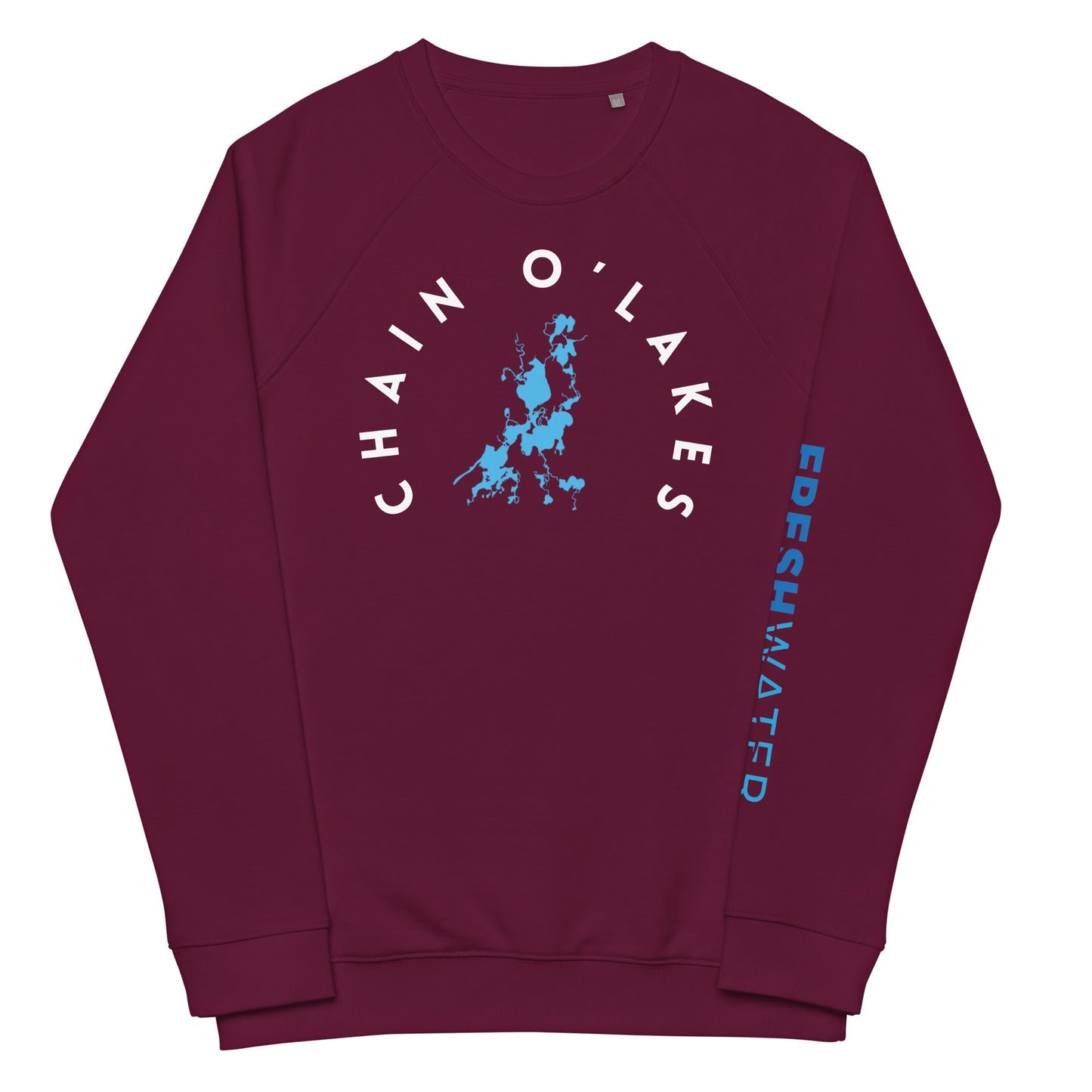 Chain O'Lakes Illinois Freshwater WB Unisex organic raglan sweatshirt