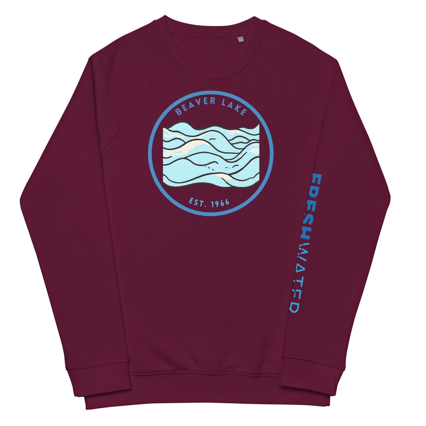 Beaver Lake Arkansas Freshwater Waves Unisex organic raglan sweatshirt