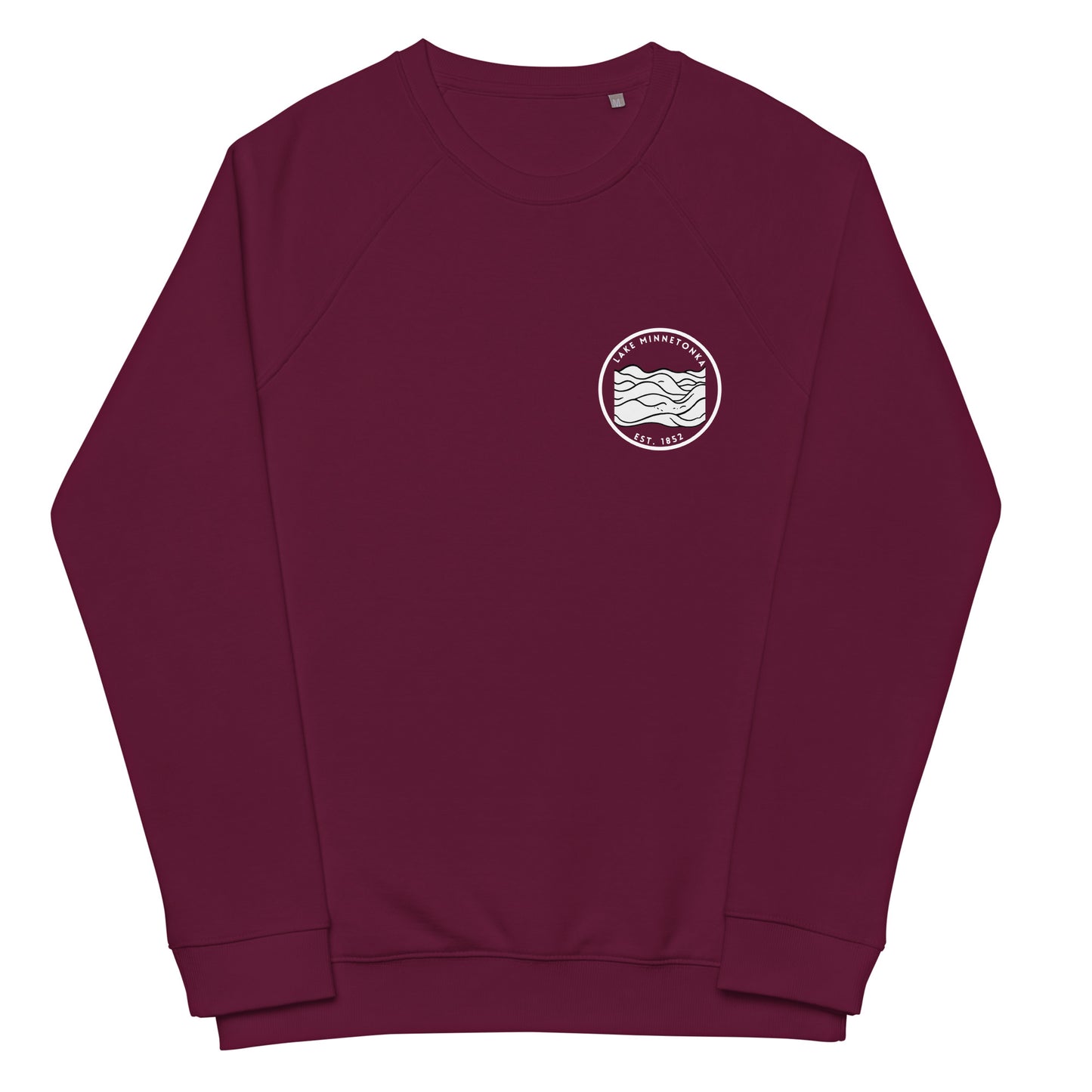 Lake Minnetonka Minnesota Freshwater Waves BW Unisex organic raglan sweatshirt