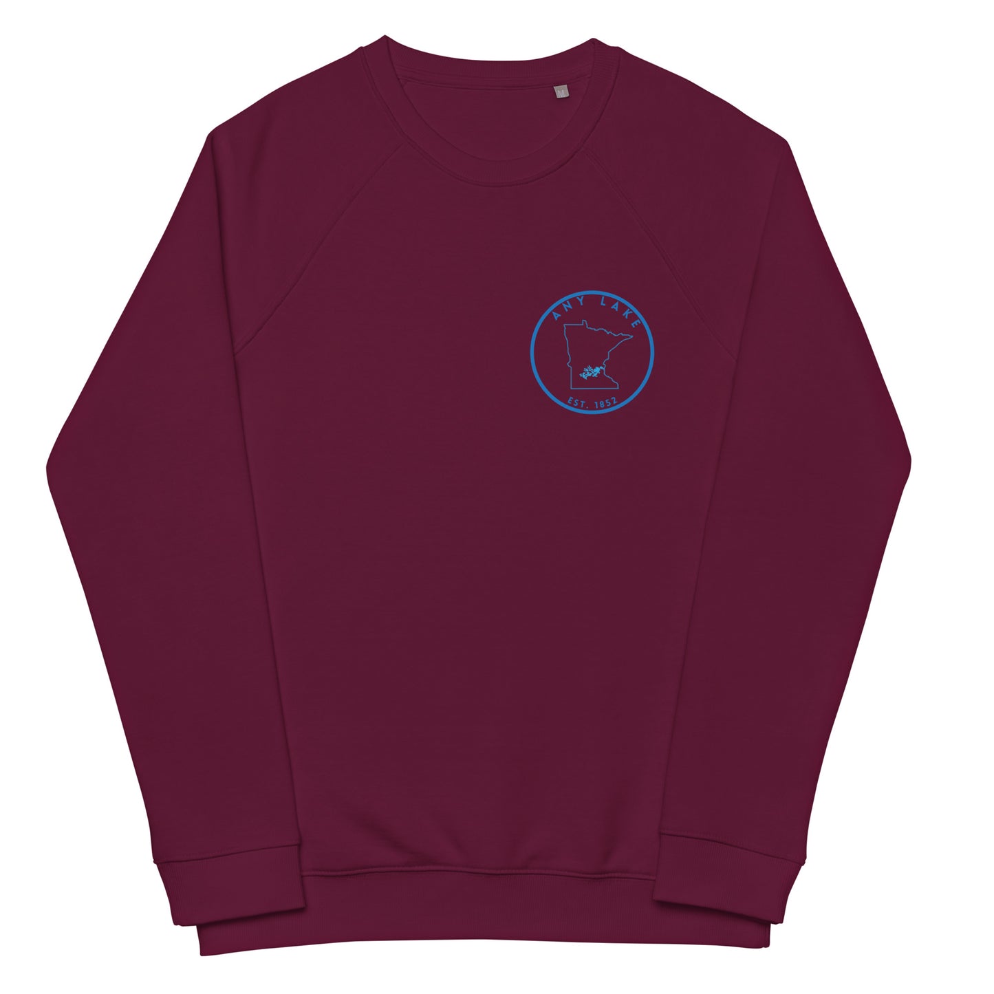 Custom Freshwater State Outline Blue Unisex organic raglan sweatshirt