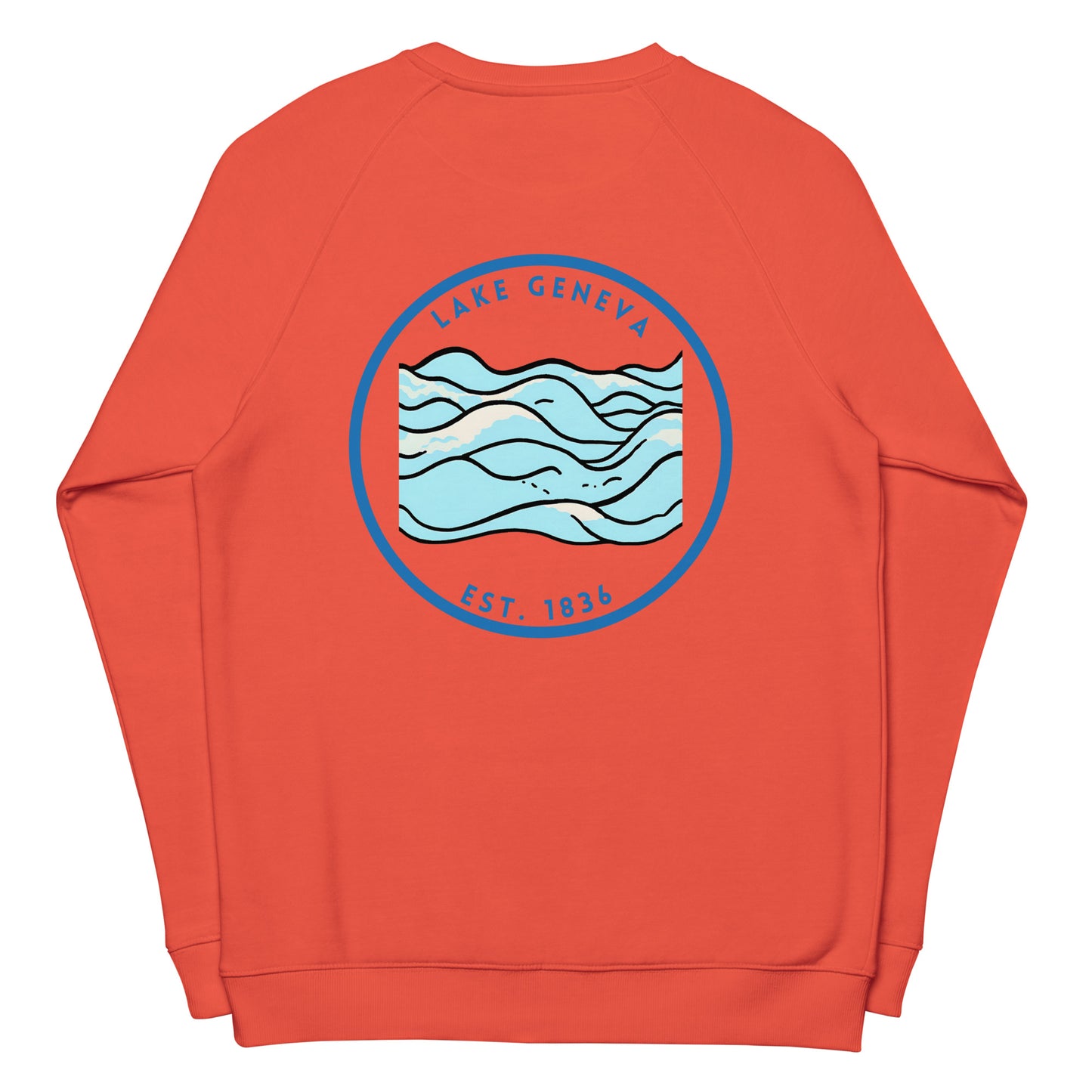 Lake Geneva Wisconsin Freshwater Waves Unisex organic raglan sweatshirt