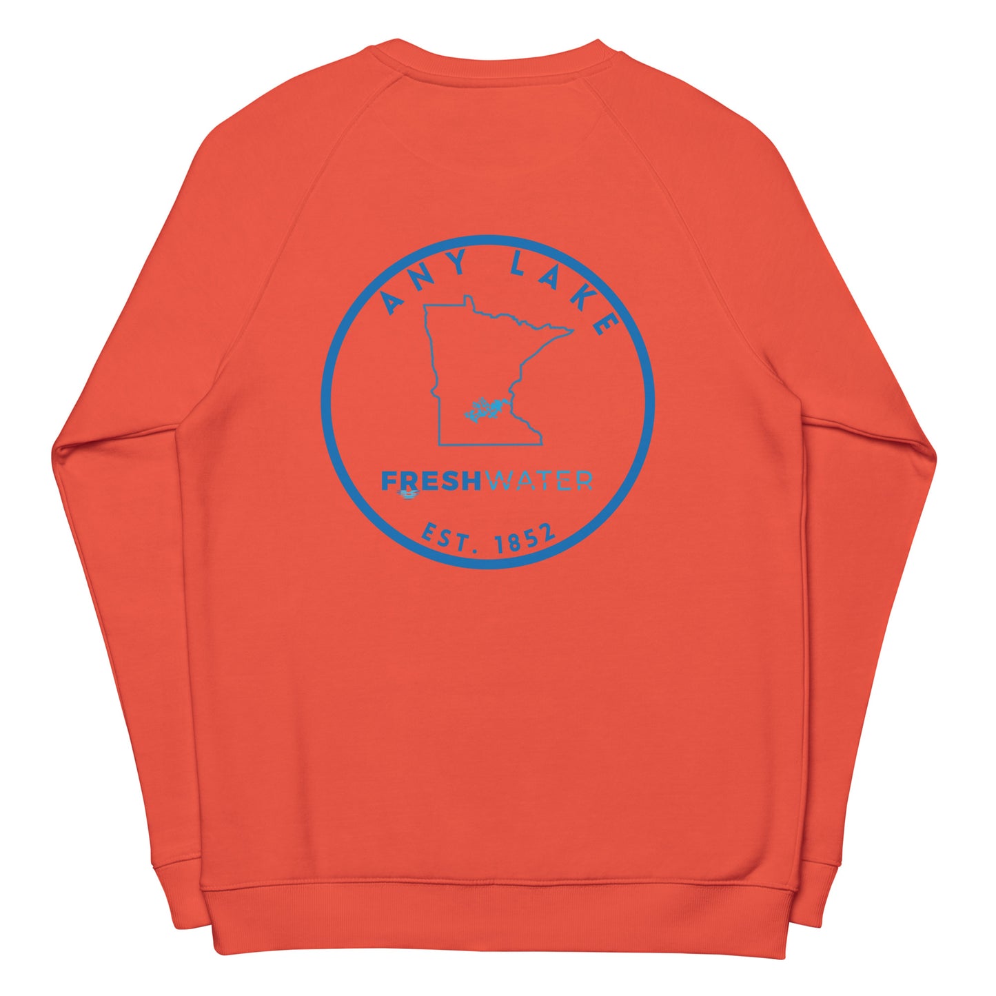 Custom Freshwater State Outline Blue Unisex organic raglan sweatshirt